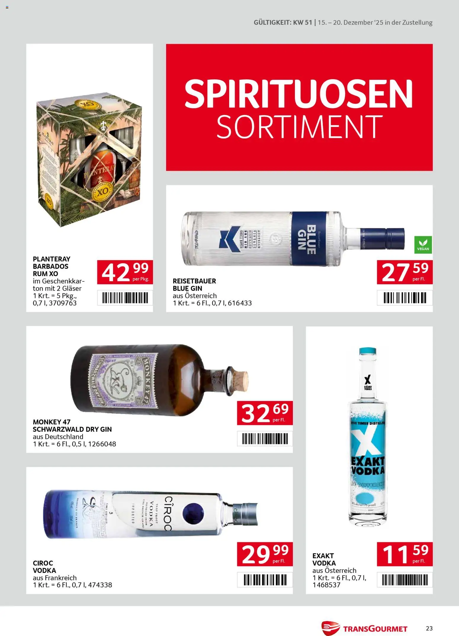 Transgourmet Zustellaktion gültig ab 15.12.2025 | Seite: 23 | Produkte: Gin