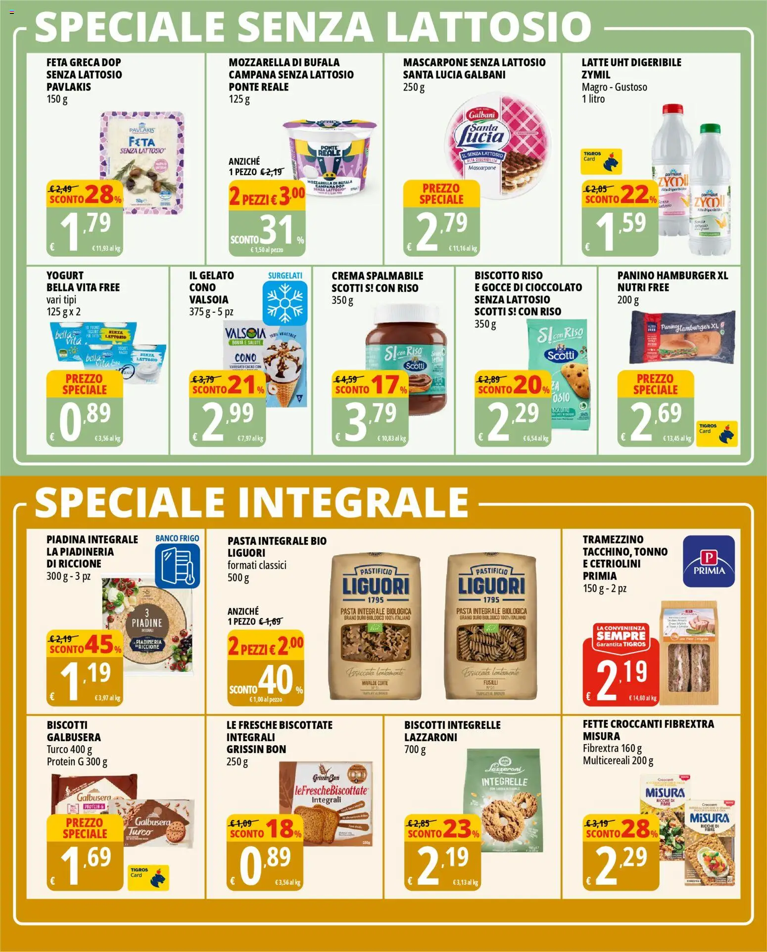 Volantino Tigros del 10.03.2026 | Pagina: 12 | Prodotti: Latte, Piadina, Tonno, Cacao