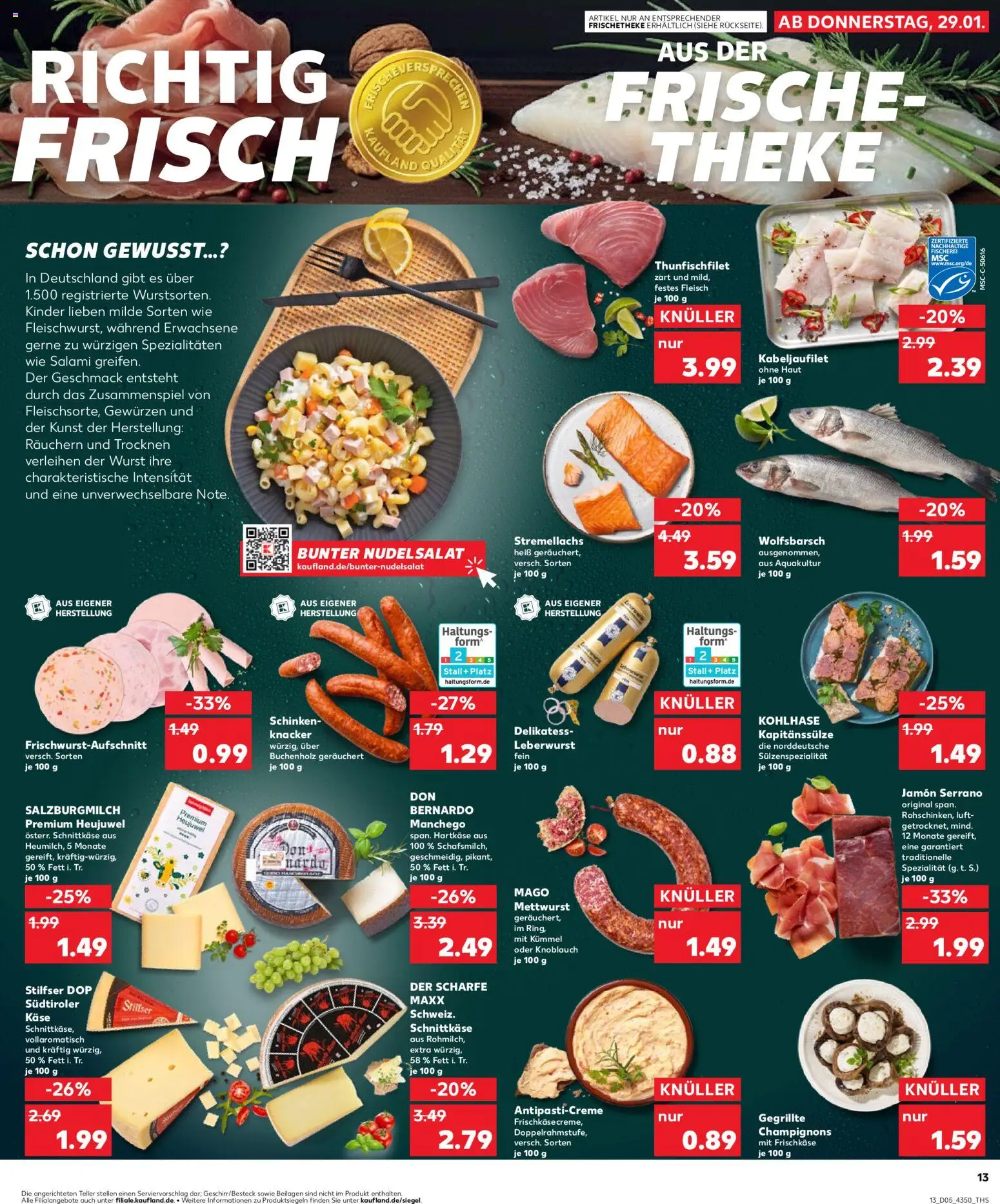 Kaufland Prospekt 	 – gültig ab 29.01.2026 | Seite: 13 | Produkte: Champignons, Knoblauch, Schinken, Fleisch