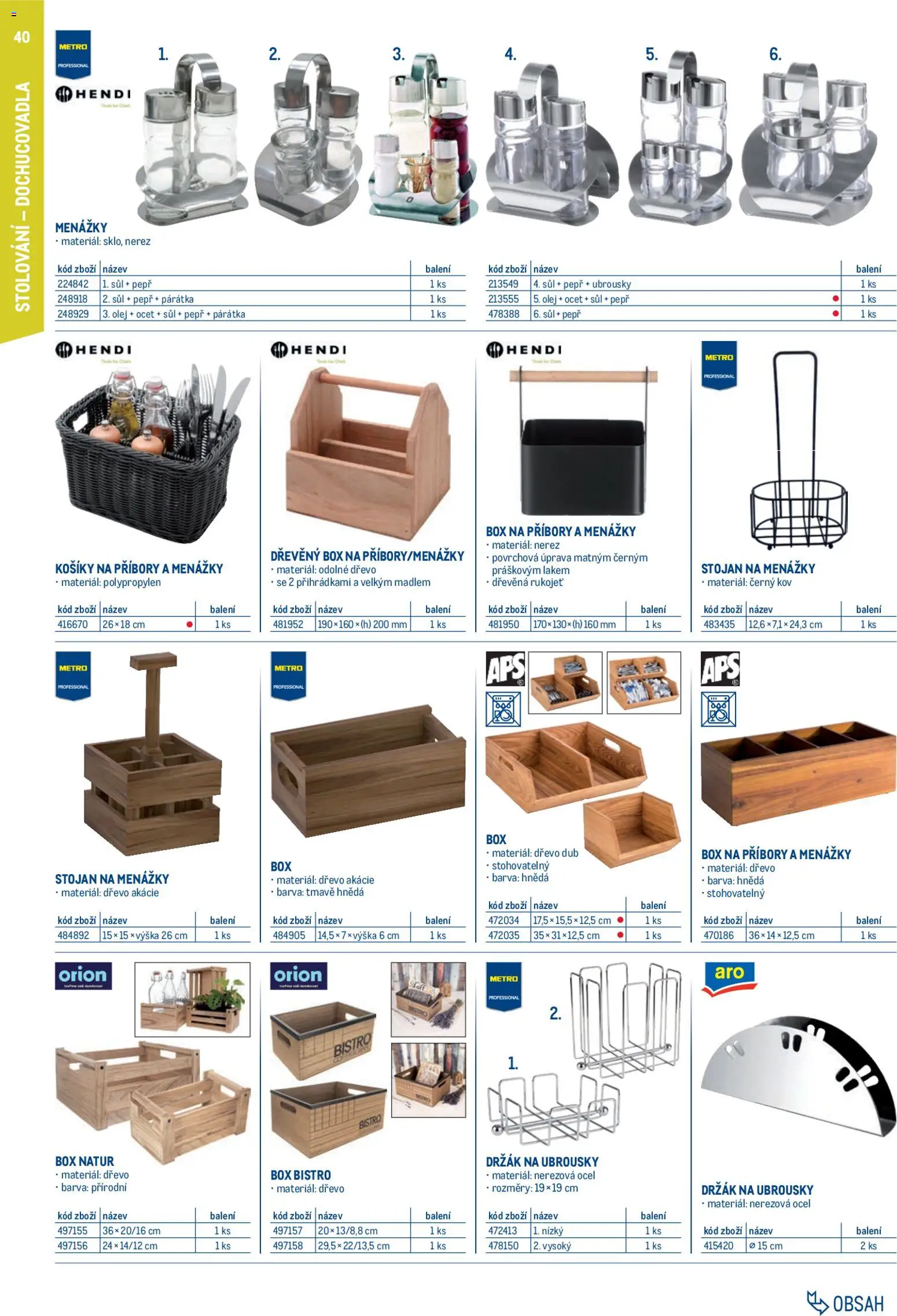 Makro leták - Gastro vybavení a zařízení od 01.02.2026 | Strana: 40 | Produkty: Box, Olej, Držák na ubrousky, Ocet