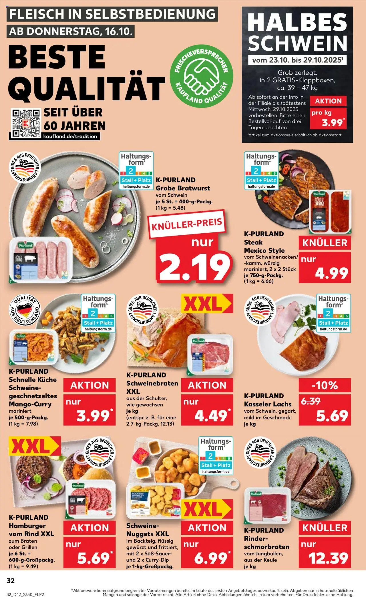 Kaufland prospekt Völklingen	 – gültig ab 16.10.2025 | Seite: 32 | Produkte: Bratwurst, Küche, Lachs, Fleisch