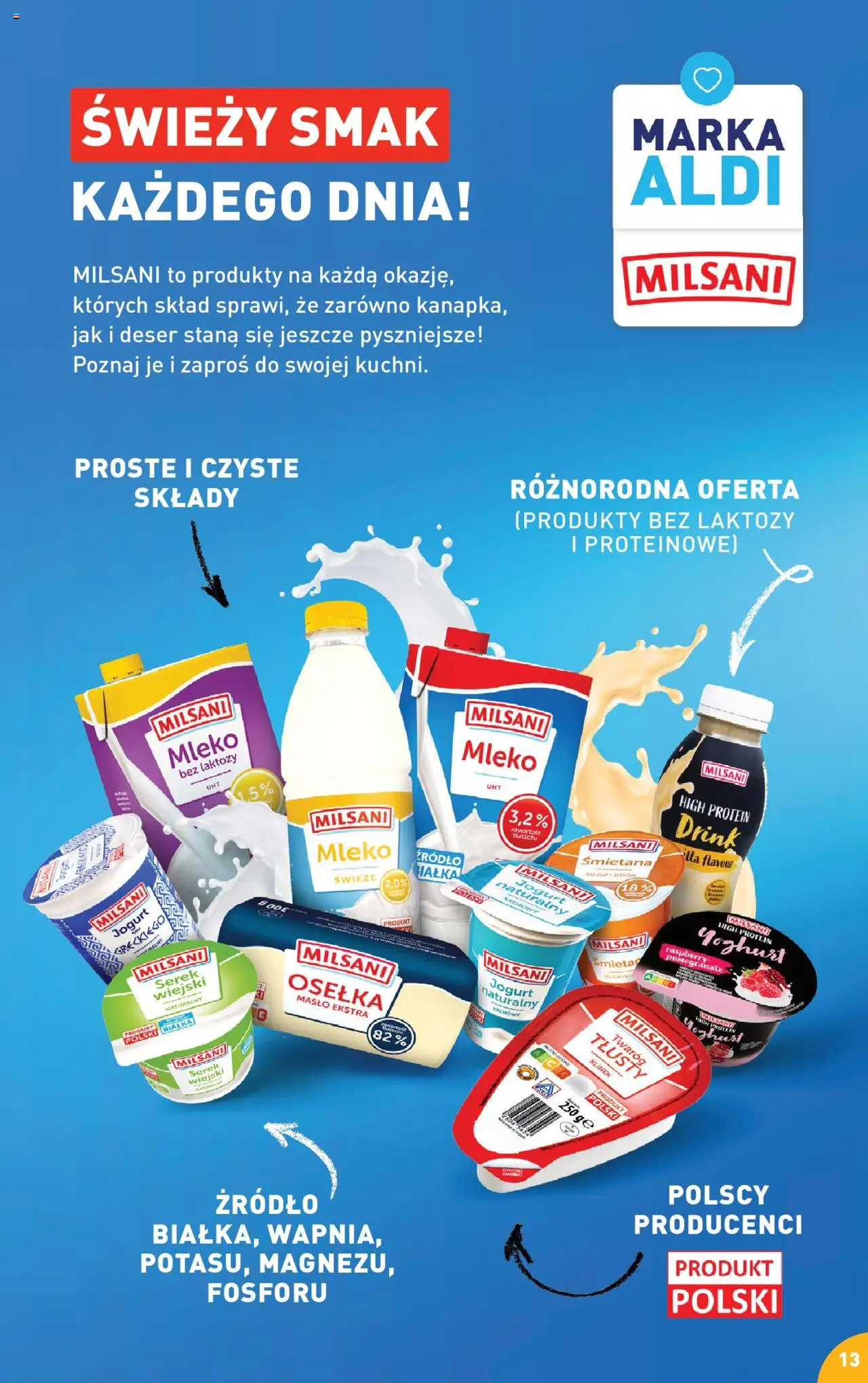 Aldi Gazetka - Przepisy na pyszne śniadanie od 05.08.2024 | Strona: 13 | Produkty: Jogurt naturalny, Produkty bez laktozy, Śmietana, Sos