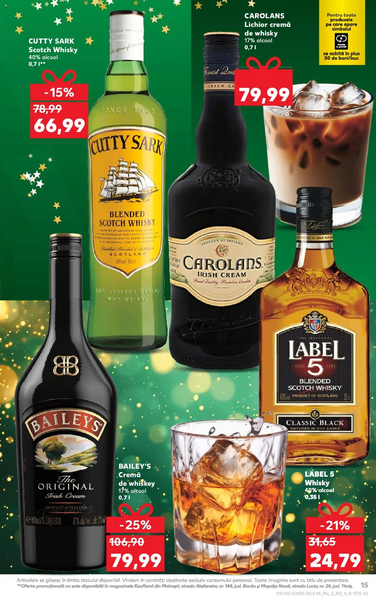 Noul catalog Kaufland – valabil de la 10.12.2025 | Pagină: 15 | Produse: Lichior, Cremă, Whiskey