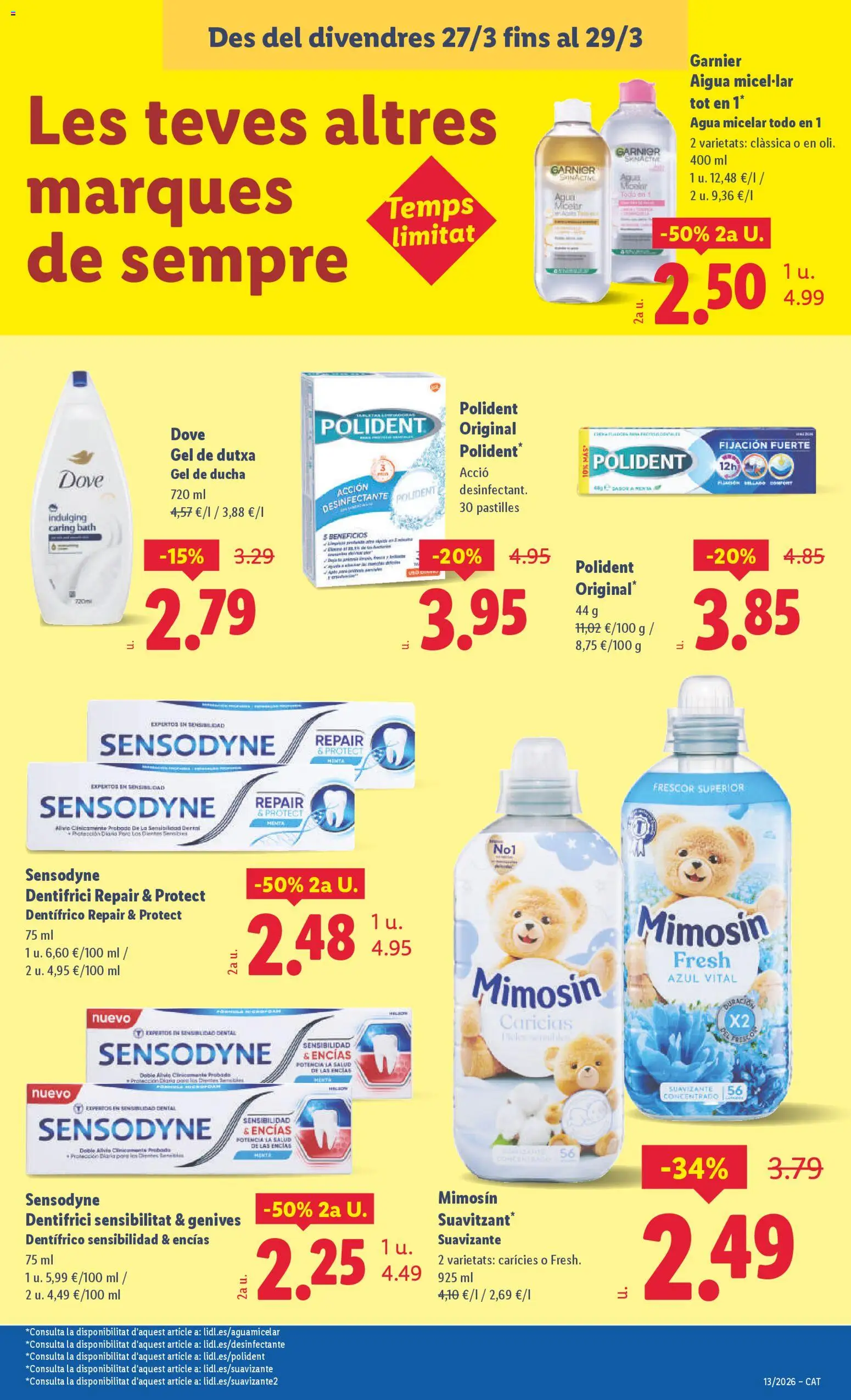 Lidl folleto │ válido desde el 23.03.2026 | Página: 27 | Productos: Agua micelar, Gel de ducha, Suavizante, Ducha
