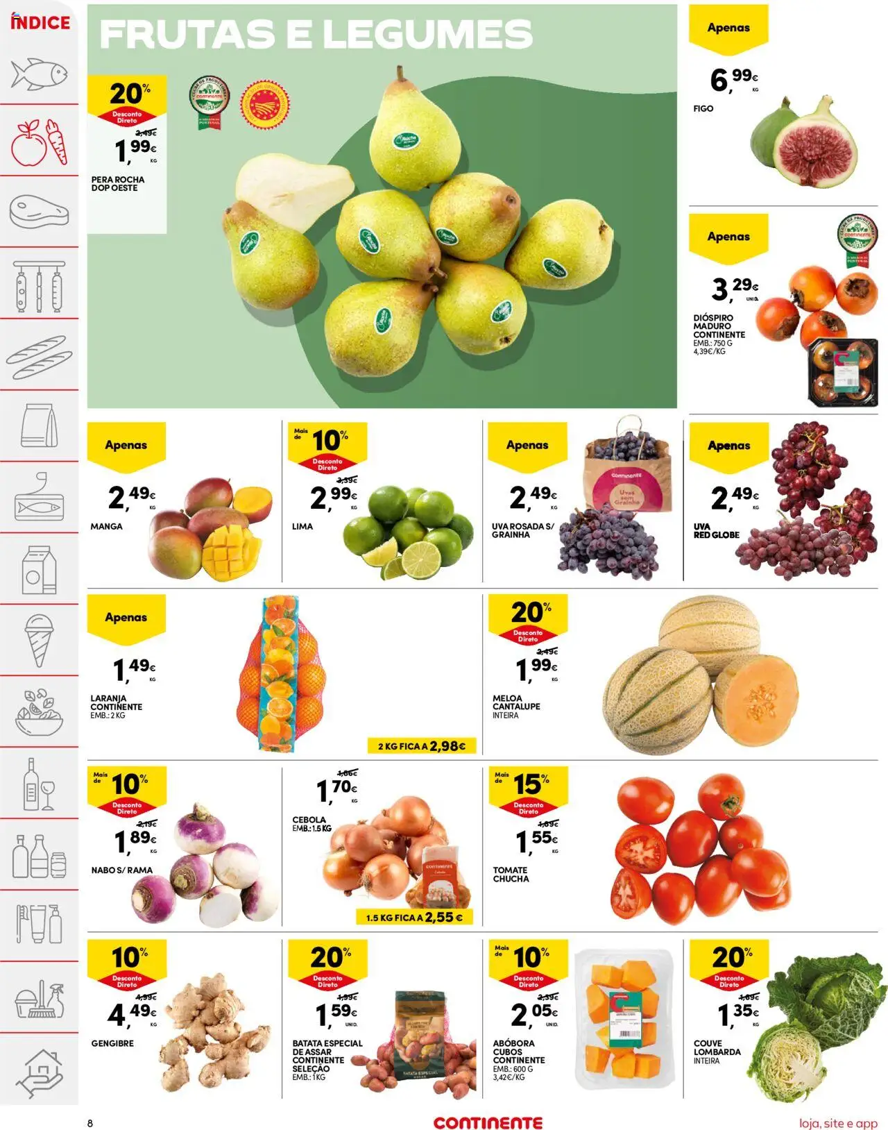 Continente folheto │ válido de 21.10.2025 | Página: 8 | Produtos: Batata, Cebola, Abóbora, Tomate