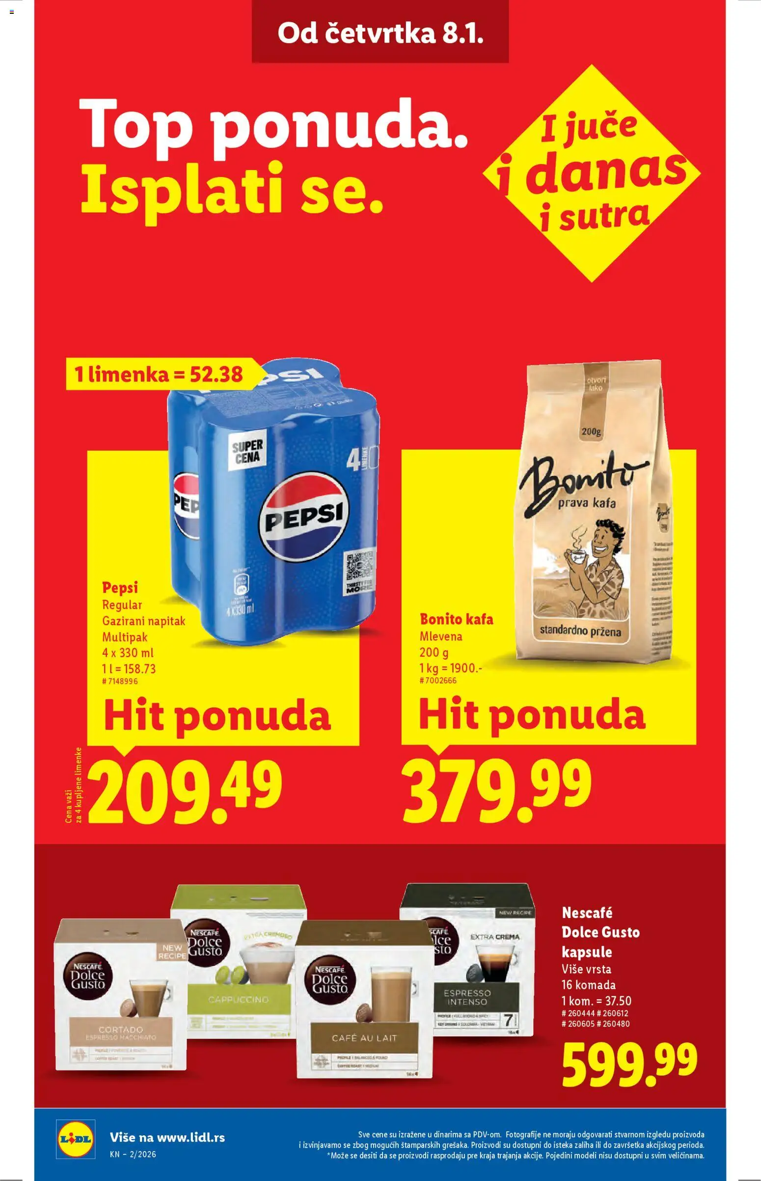 Lidl katalog - važi od 08.01.2026 | Strana: 22 | Proizvode: Kapsule, Kafa, Nescafé, Pepsi