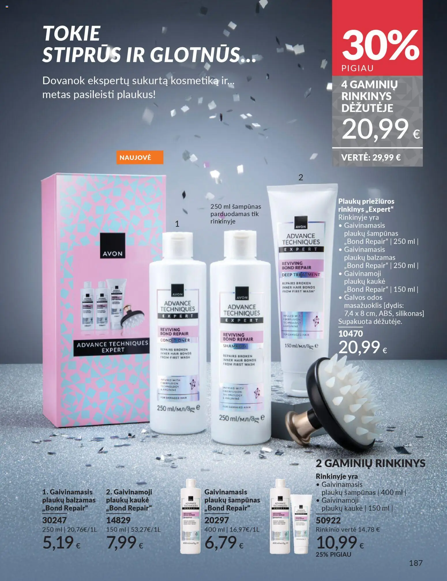 AVON akcijos nuo 01.11.2025 | Puslapis: 187 | Prekių: Balzamas, Šampūnas, Plaukų kaukė, Kaukė