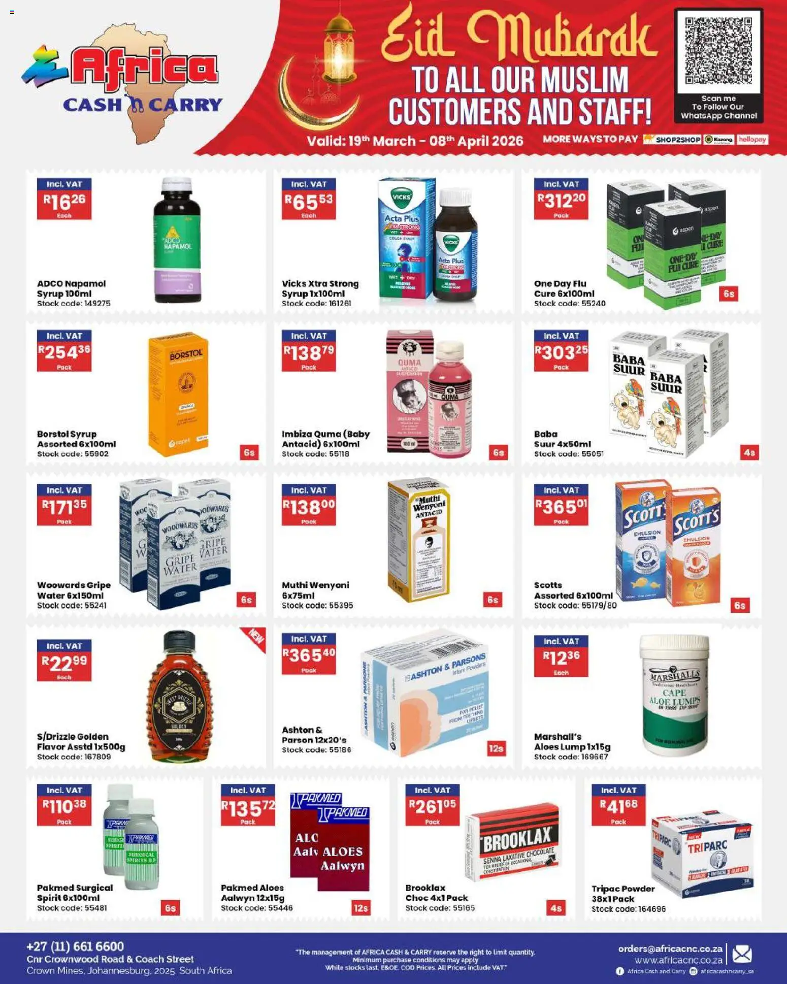 New Africa Cash & Carry catalogue – valid from 19.03.2026 | Page: 9 | Products: Chocolate, Powder, Syrup, Water