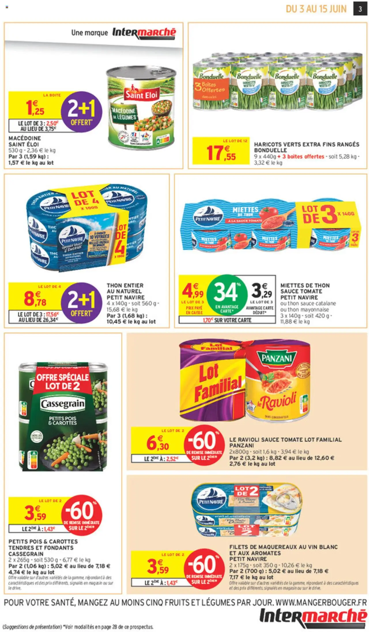  | Page: 3 | Produits: Carottes, Haricots verts, Thon, Pois