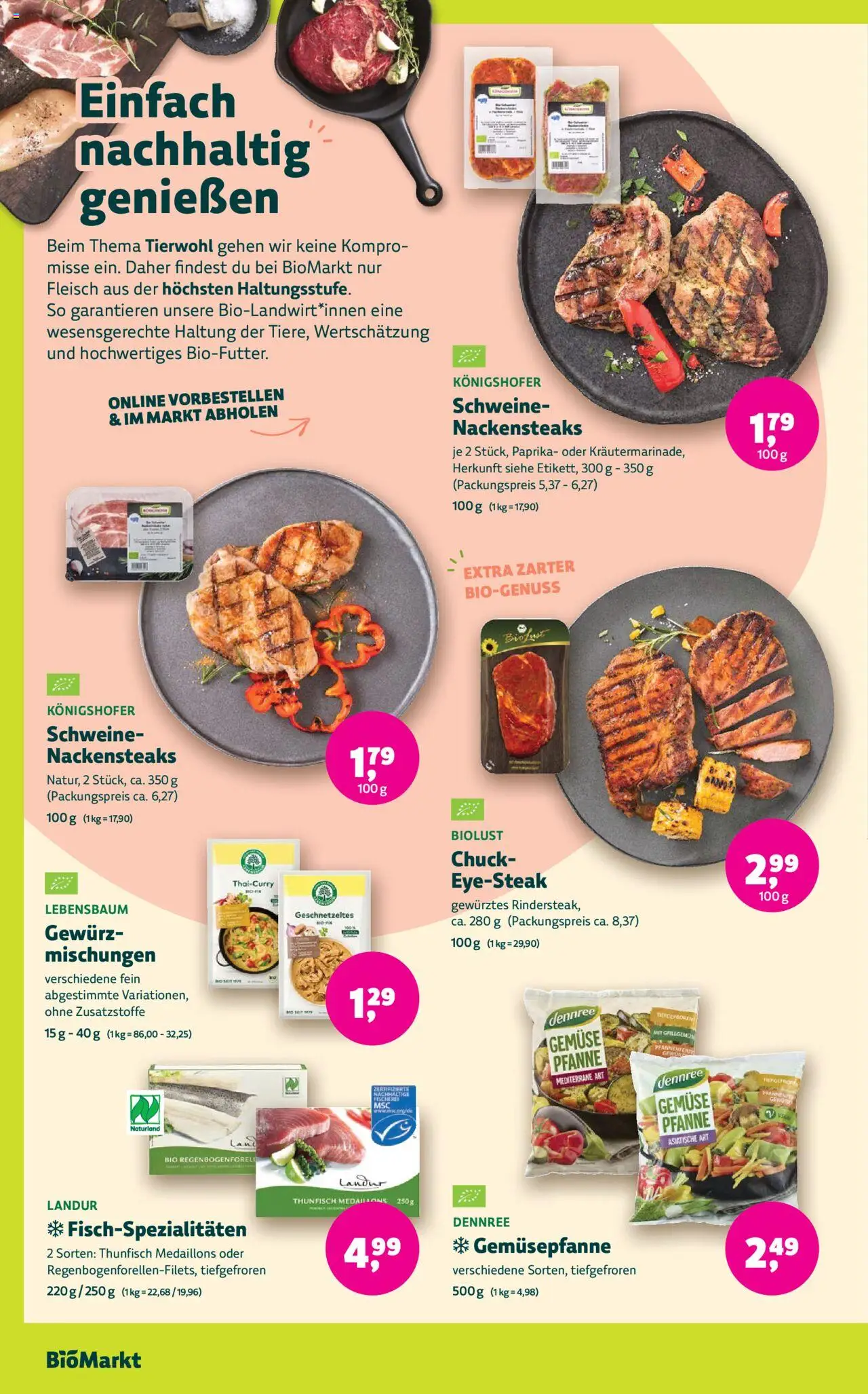 BioMarkt Prospekt - gültig ab dem 30.07.2025 | Seite: 6 | Produkte: Nackensteaks, Thunfisch, Gemüse, Paprika