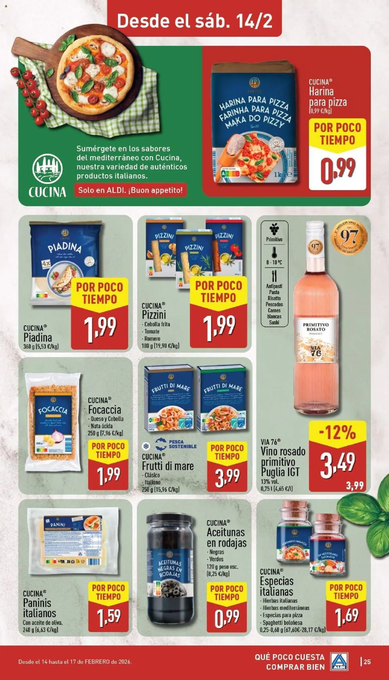 Aldi folleto Península │ válido desde el 09.02.2026 | Página: 25 | Productos: Pizza, Pasta, Ρυζογκοφρέτα, Παγωμένο τσάι