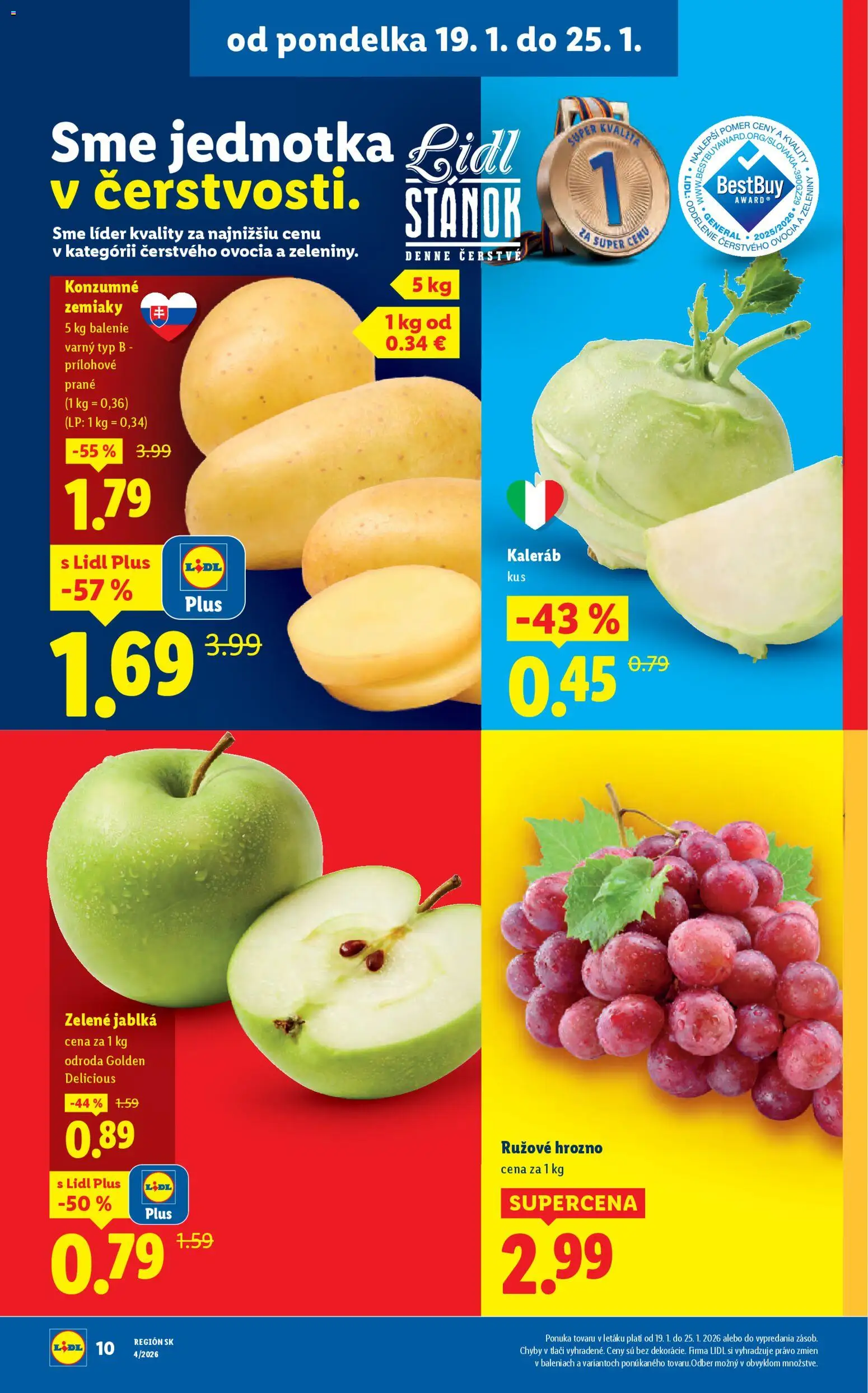 Nové Lidl akcie – leták je platný od 22.01.2026 | Strana: 40 | Produkty: Jablká, Zemiaky, Hrozno