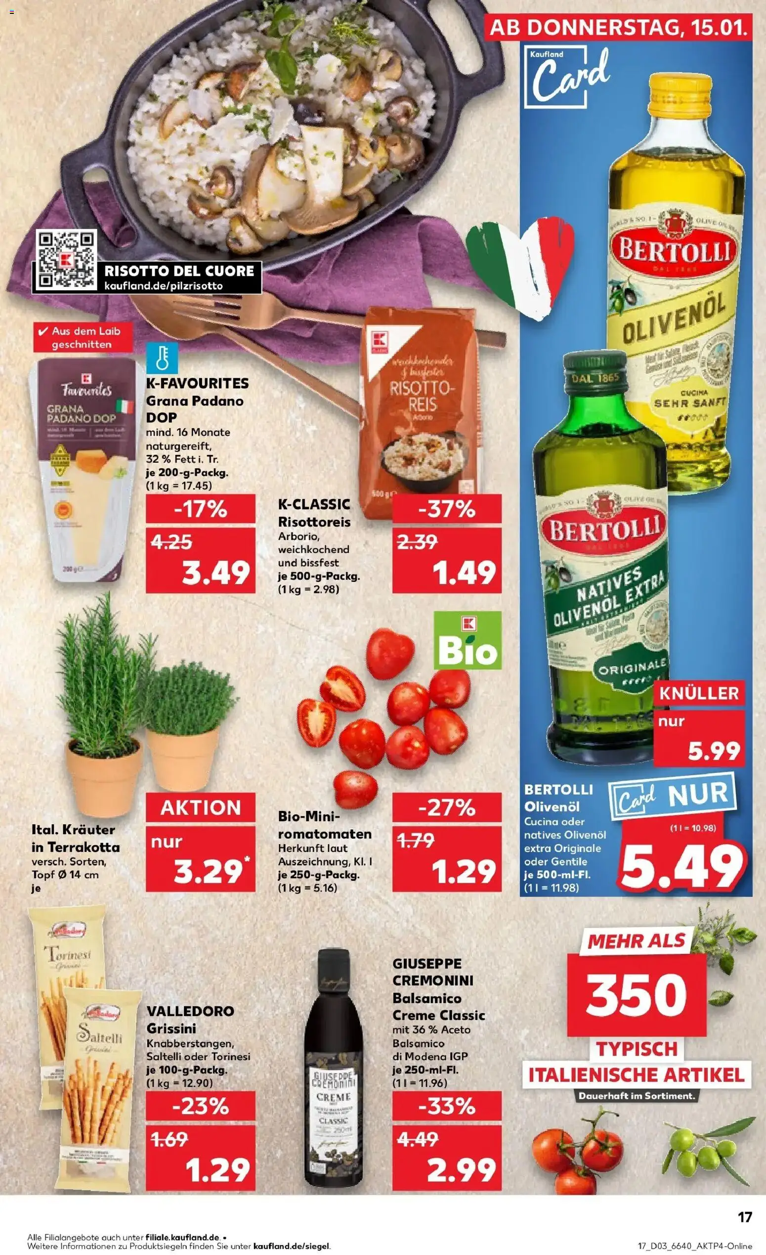 Kaufland prospekt Aalen	 – gültig ab 15.01.2026 | Seite: 17 | Produkte: Balsamico, Olivenol, Bertolli olivenol, Creme