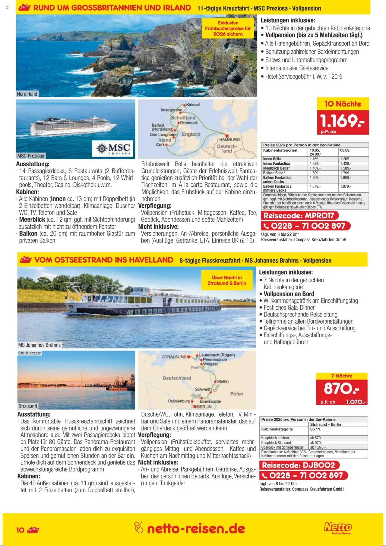 Netto Reisen Prospekt 	 - gültig ab dem 01.07.2025 | Seite: 10 | Produkte: Kaffee, Doppelbett, Kuchen, Uhr
