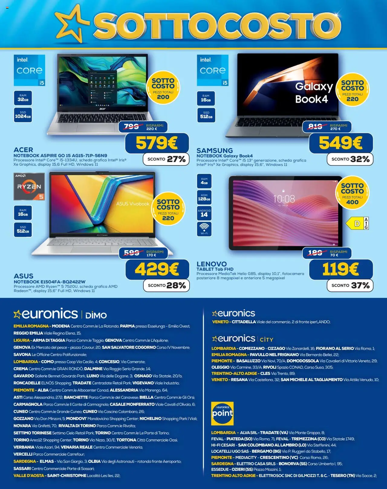 Volantino Euronics del 12.09.2025 | Pagina: 18 | Prodotti: Notebook, Tablet, Fotocamera, Samsung
