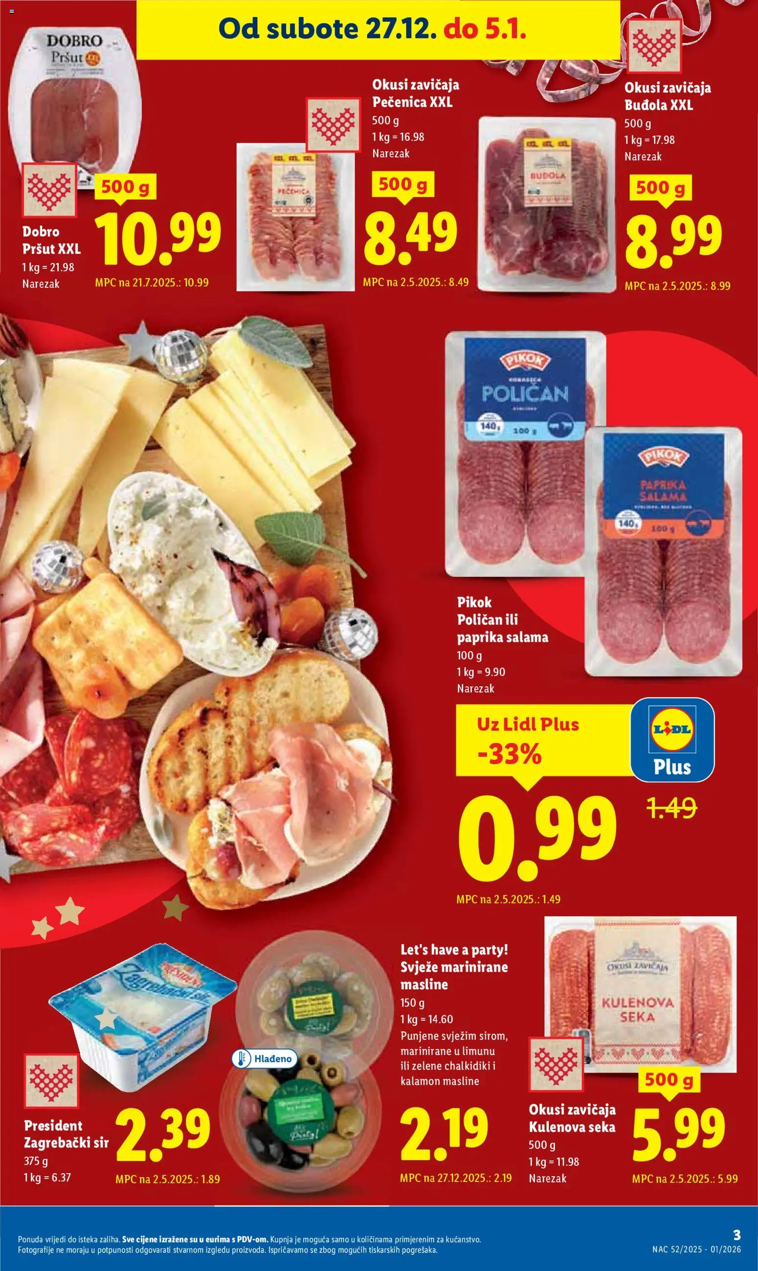 Lidl katalog | vrijedi od 27.12.2025 | Stranica: 3 | Proizvodi: Sir, Salama, Masline, Paprika