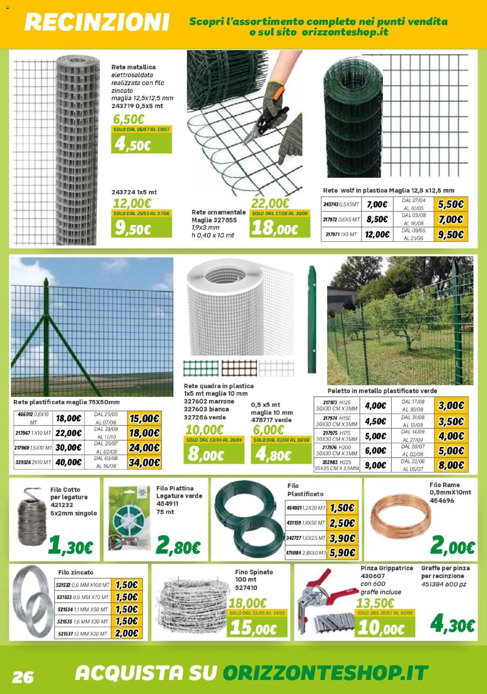 Volantino Orizzonte del 10.04.2026 | Pagina: 26 | Prodotti: Recinzione