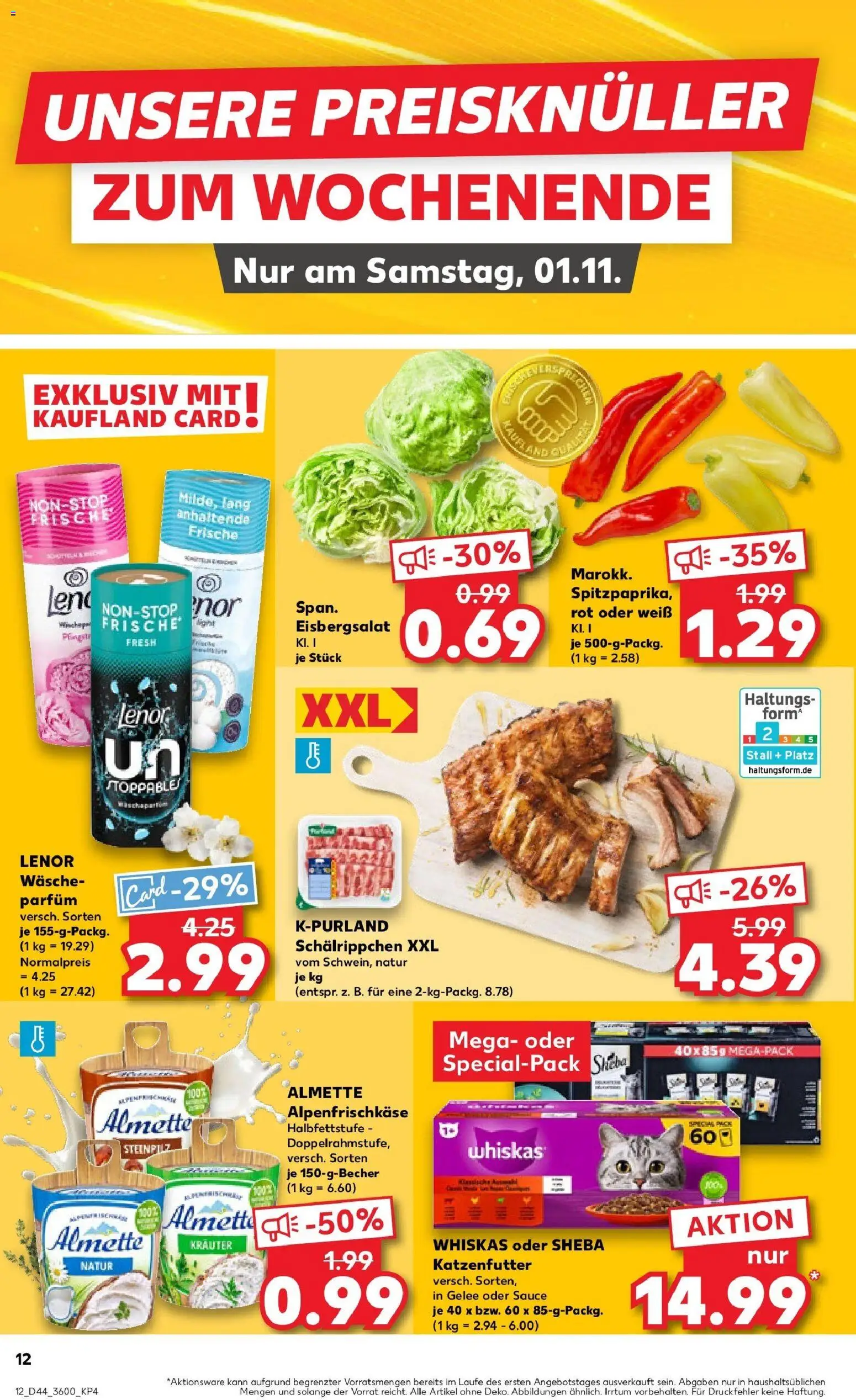 Kaufland prospekt Rodewisch	 – gültig ab 30.10.2025 | Seite: 12 | Produkte: Lenor, Sheba, Eisbergsalat, Whiskas