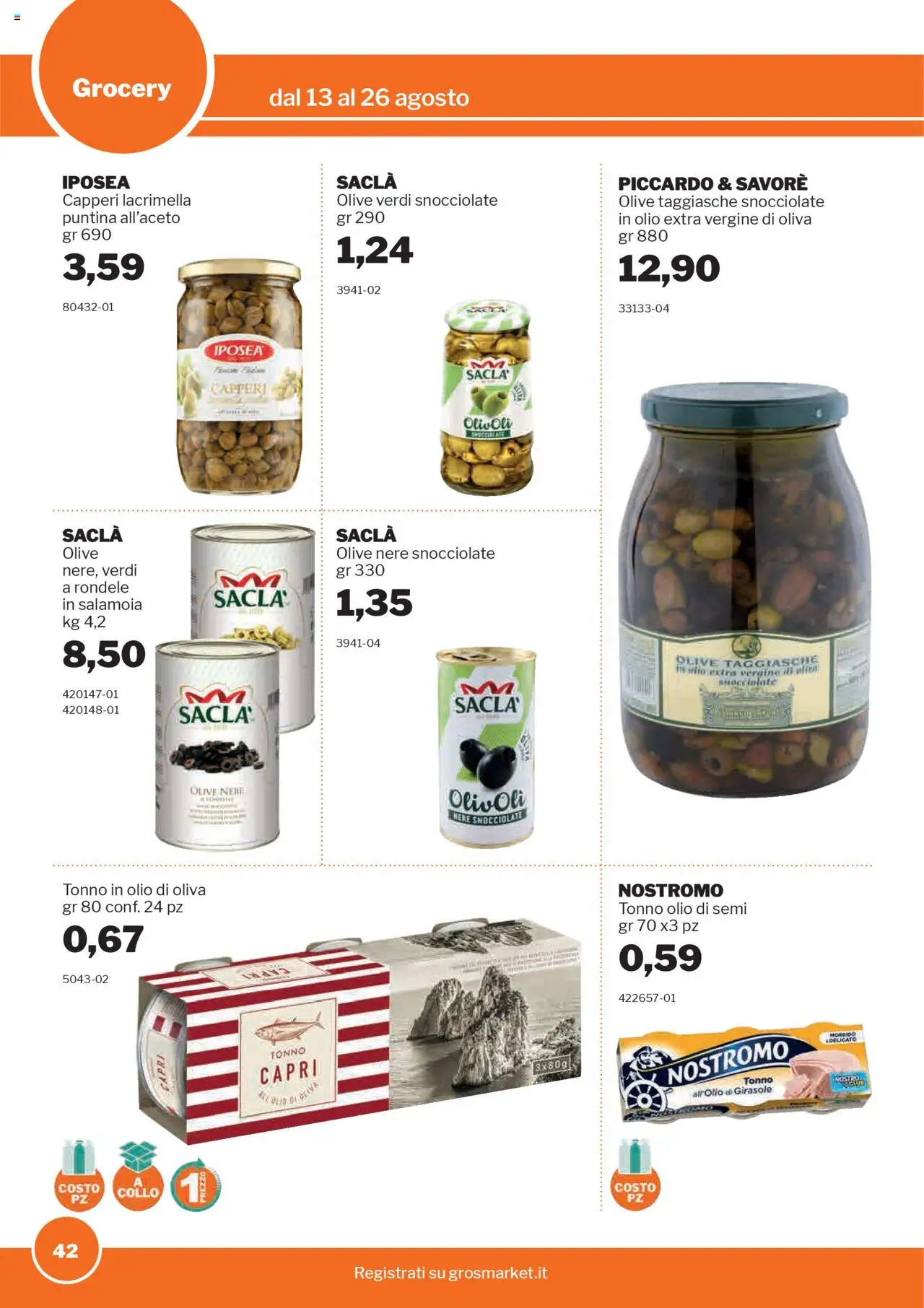 Volantino Sogegross del 13.08.2025 | Pagina: 42 | Prodotti: Olio, Olive, Olio extra vergine, Olio di Oliva