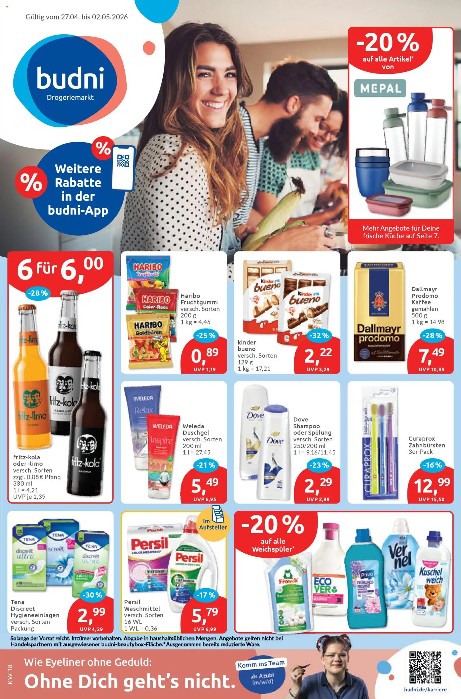 Budni Prospekt 	 – gültig ab 27.04.2026 | Seite: 1 | Produkte: Kaffee, Eyeliner, Shampoo, Duschgel