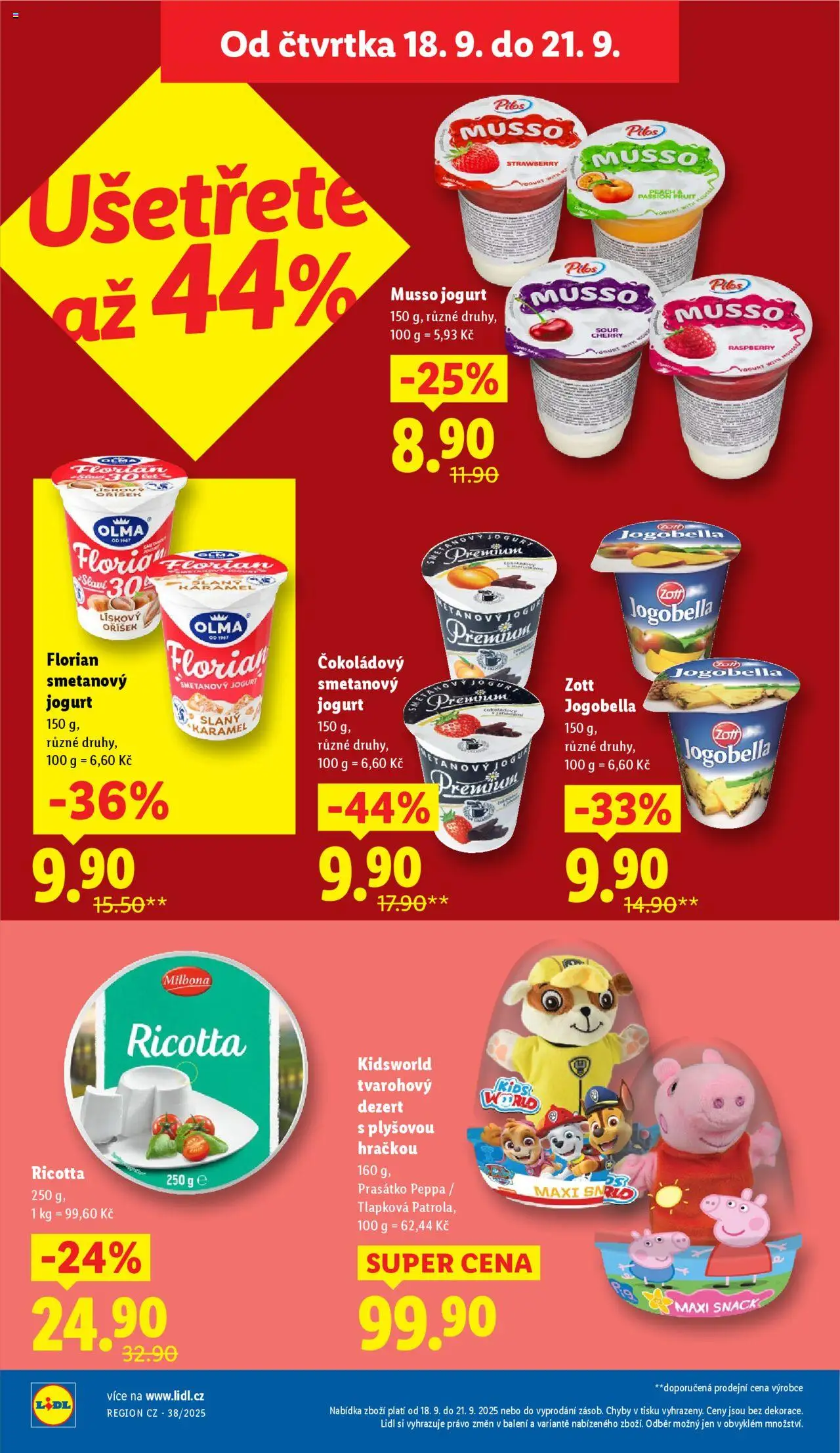 Lidl leták od 18.09.2025 | Strana: 20 | Produkty: Tvarohový dezert, Tlapková patrola, Jogurt, Milbona