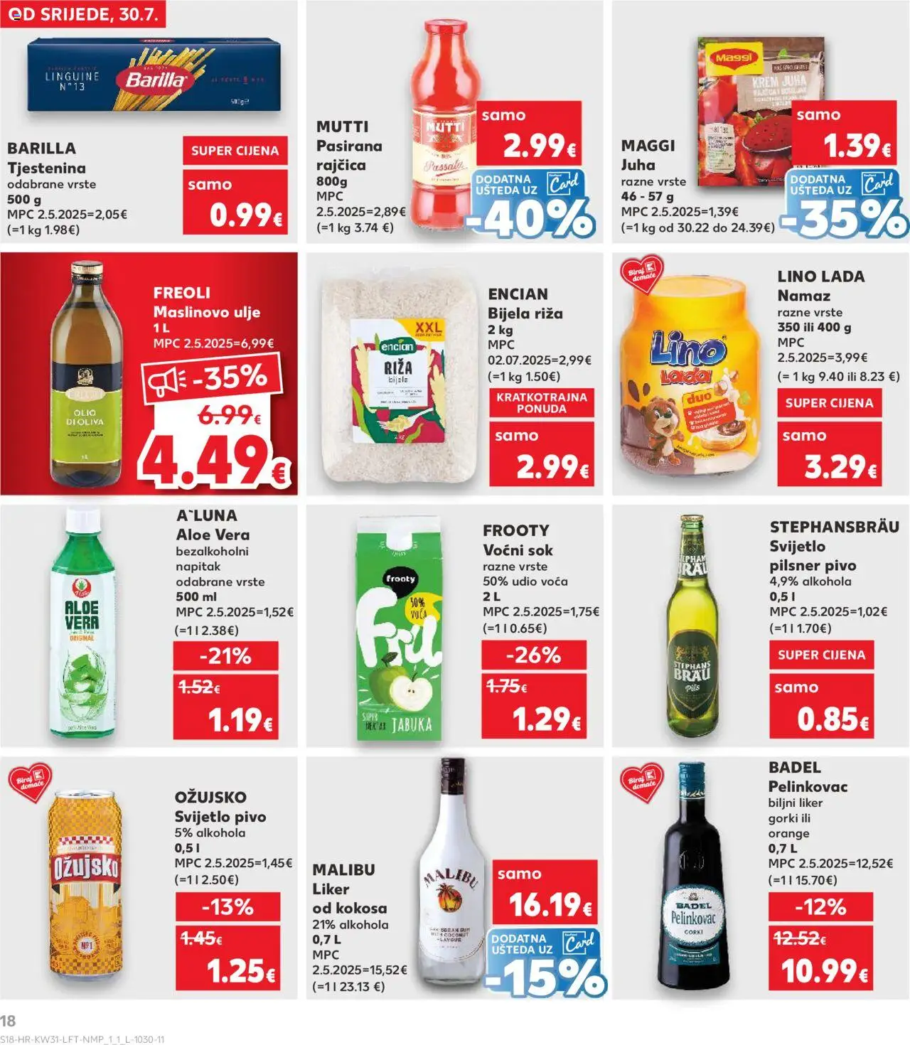Kaufland katalog | vrijedi od 30.07.2025 | Stranica: 18 | Proizvodi: Lino Lada, Pasirana rajčica, Tjestenina, Barilla