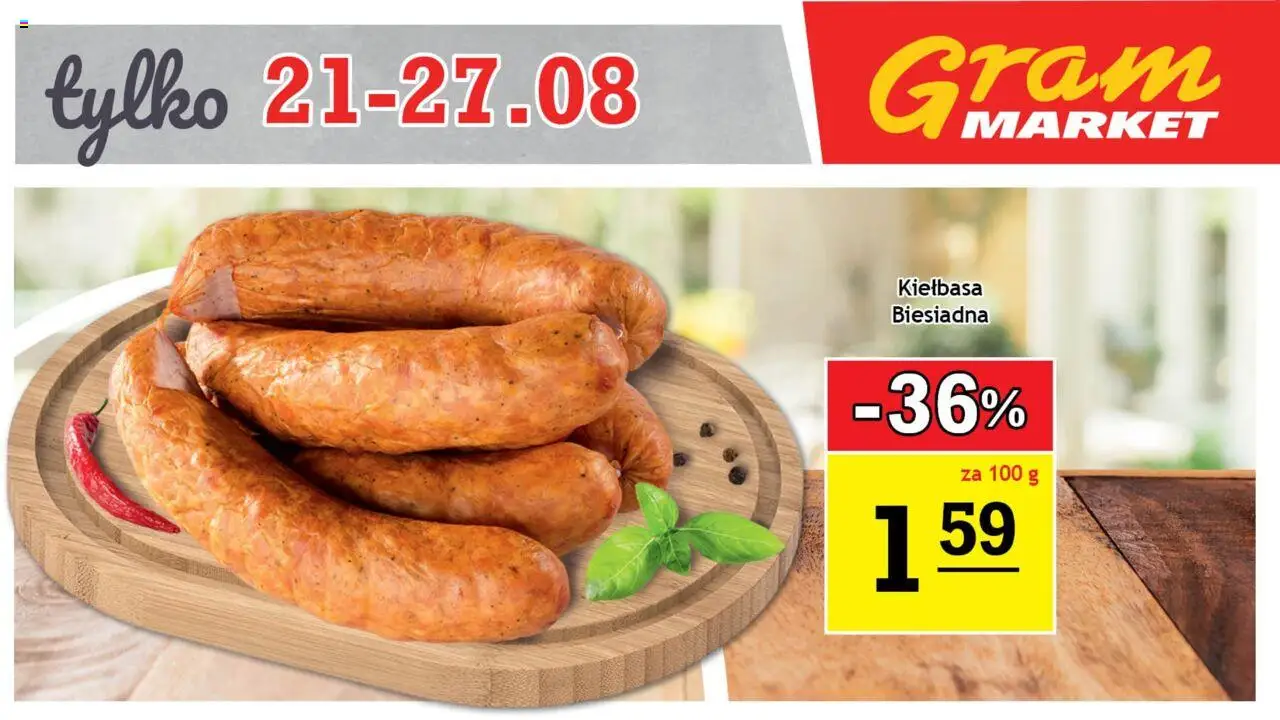 Gram Market Gazetka - Billboard od 21.08.2025 | Strona: 3 | Produkty: Kiełbasa