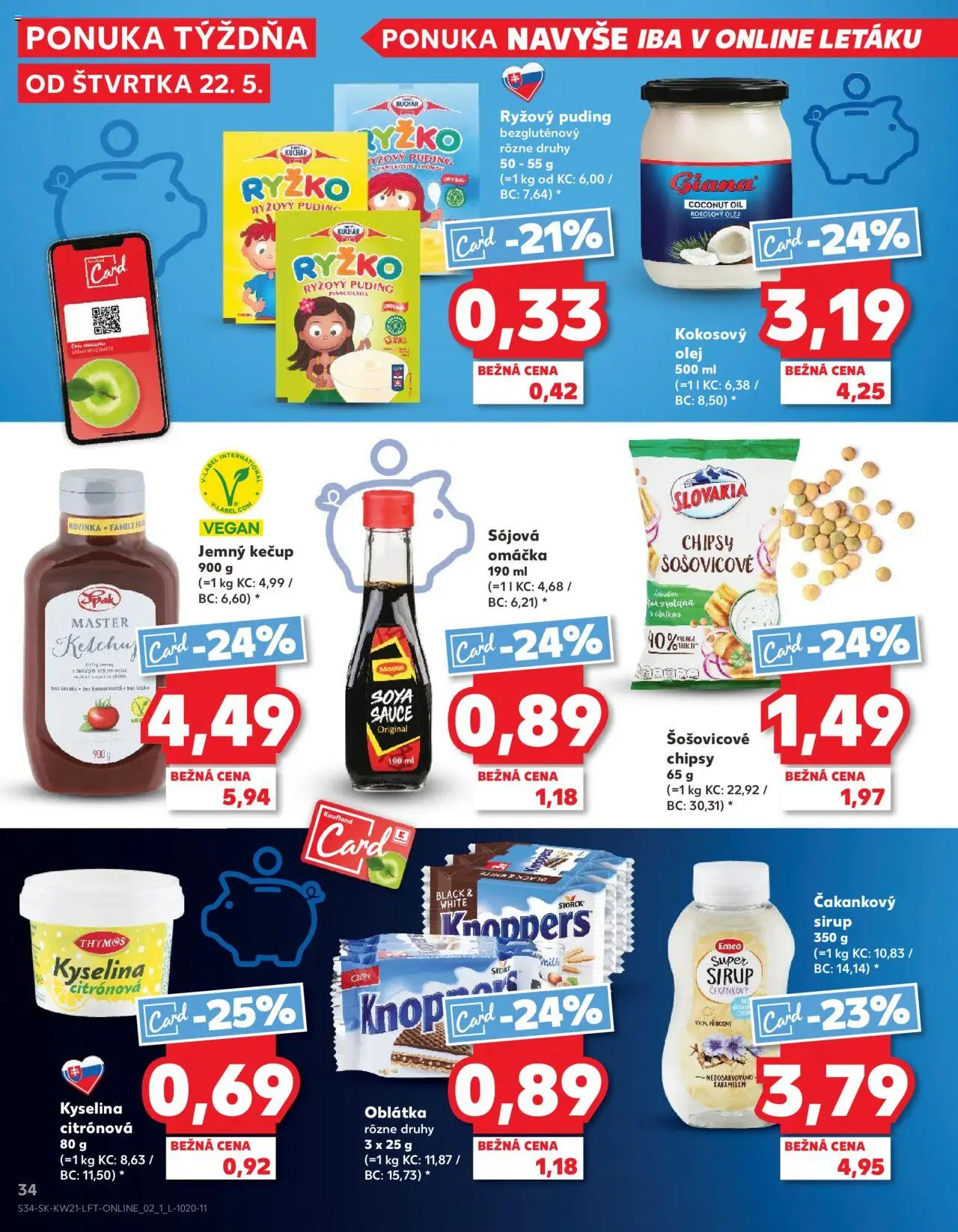 Nové Kaufland akcie – leták je platný od 22.05.2025 | Strana: 34 | Produkty: Olej, Puding, Kečup, Omáčka