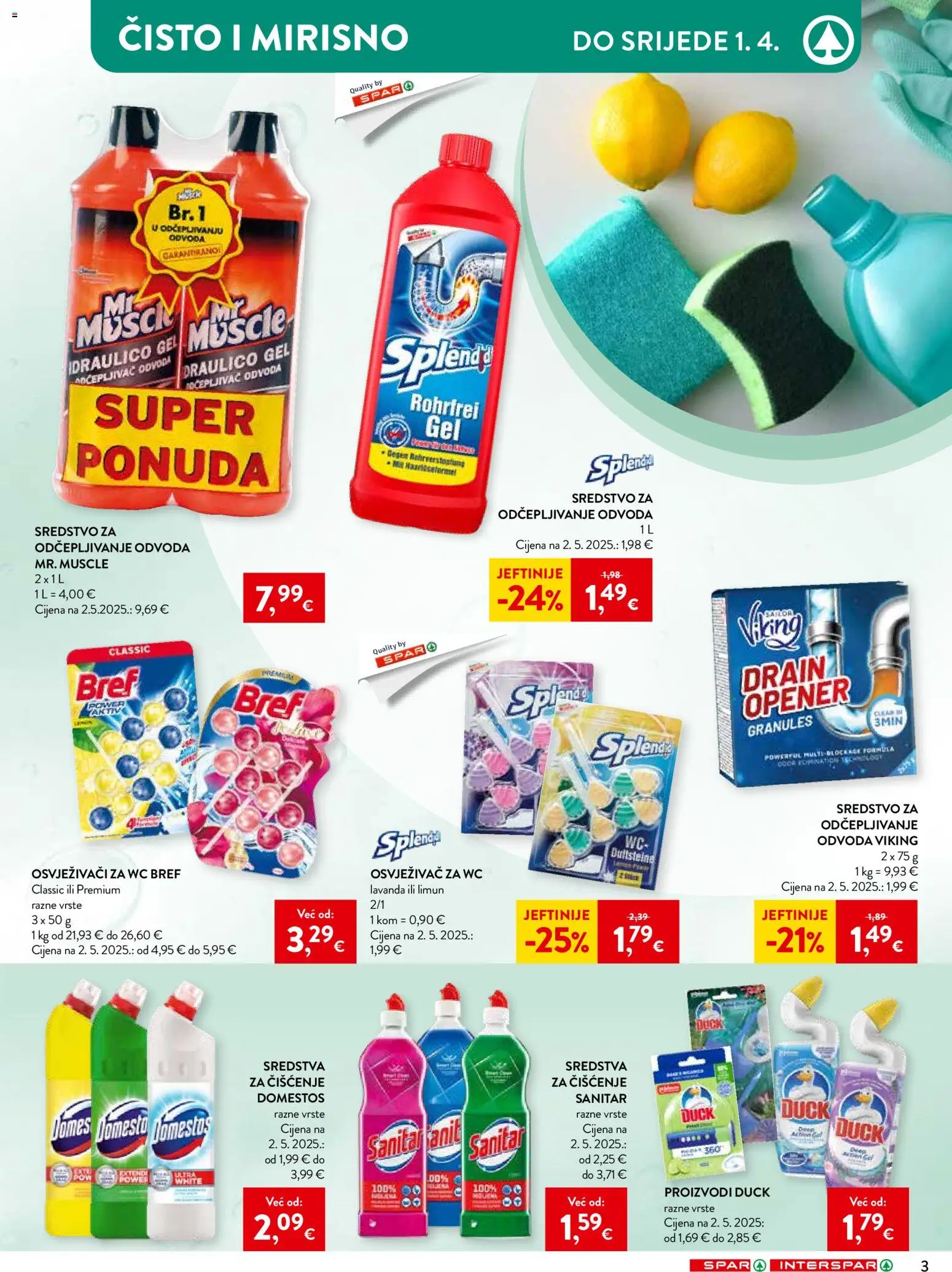 Interspar katalog | vrijedi od 12.03.2026 | Stranica: 3 | Proizvodi: Sredstva za čiščenje, Domestos, Limun