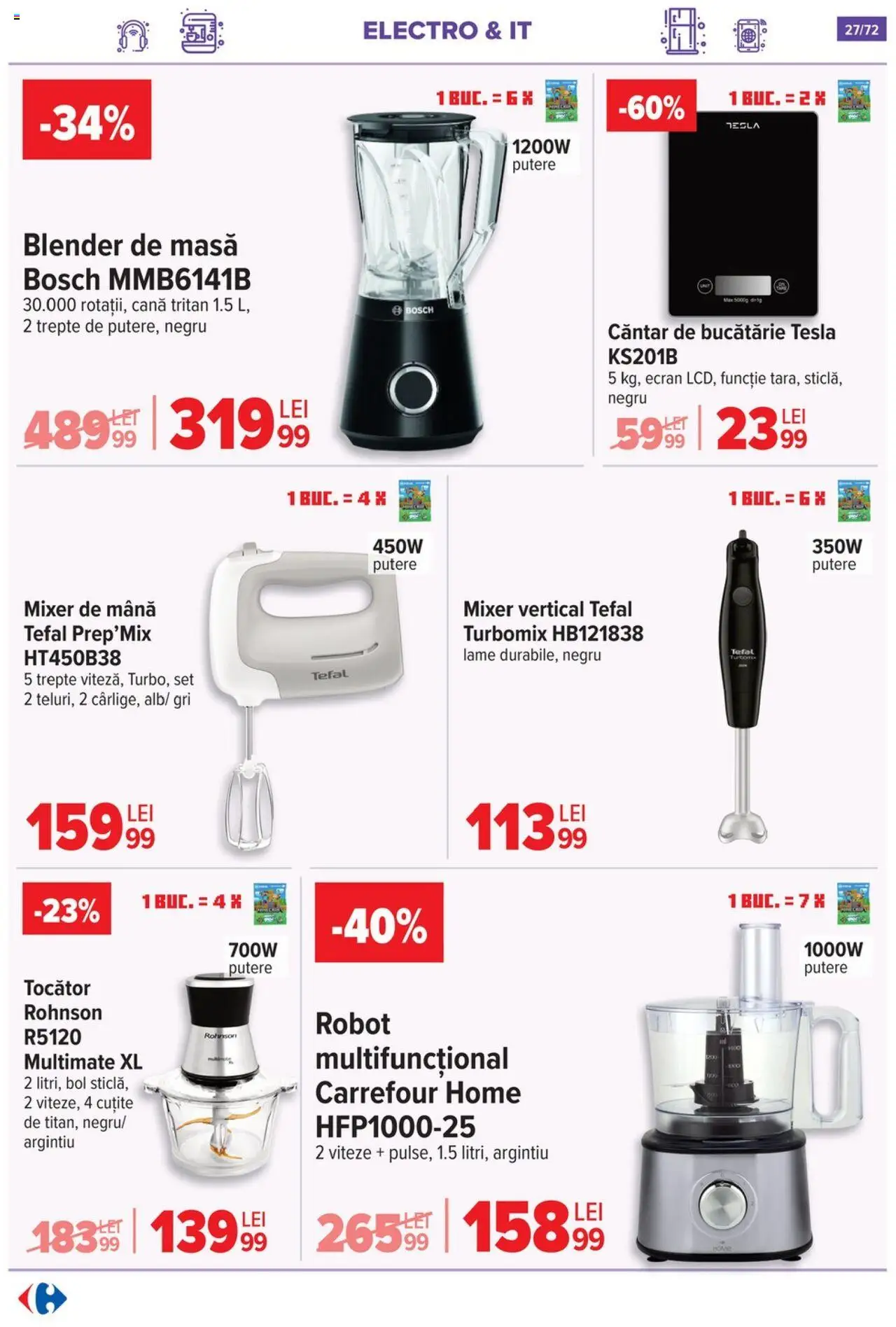 Noul catalog Carrefour – valabil de la 15.10.2025 | Pagină: 28 | Produse: Blender, Mixer, Cântar, Tocător