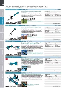 Makita-mainoslehti voimassa 24.03.2026 alkaen | Sivu: 104 | Tuotteet: Monitoimikone, Akku