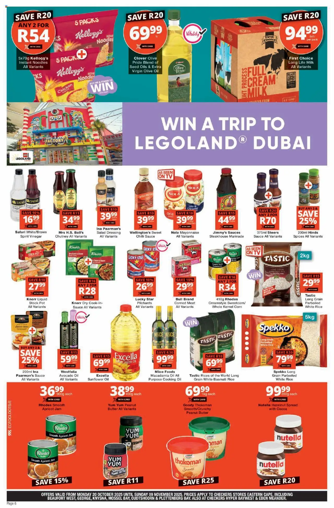 New Checkers catalogue – valid from 20.10.2025 | Page: 6 | Products: Pilchards, Chutney, Cheese, Marinade