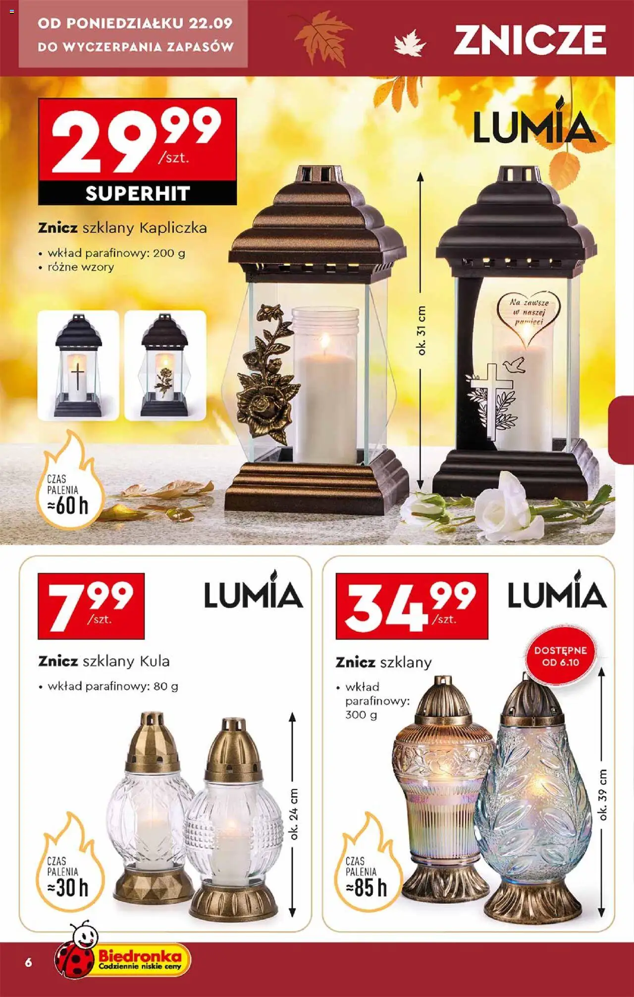 Biedronka gazetka - Znicze od 22.09.2025 | Strona: 6 | Produkty: Znicze