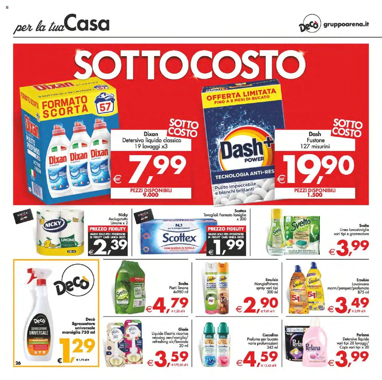 Volantino Decò del 14.10.2025 | Pagina: 32 | Prodotti: Sgrassatore, Lavastoviglie, Asciugatutto, Profumo