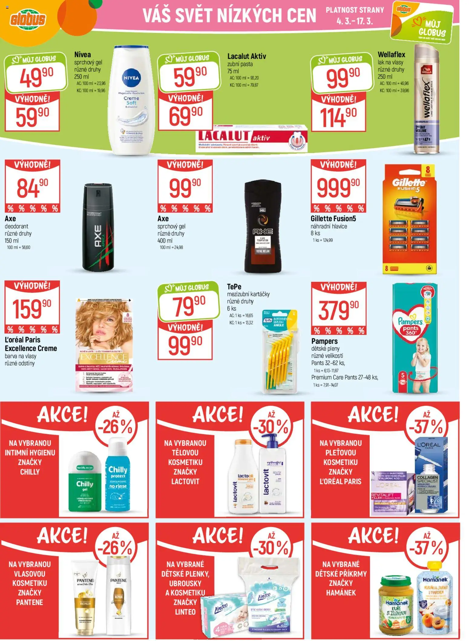 Globus leták od 04.03.2026 | Strana: 26 | Produkty: Příkrmy, Hamánek, Lacalut Aktiv, Barva na vlasy