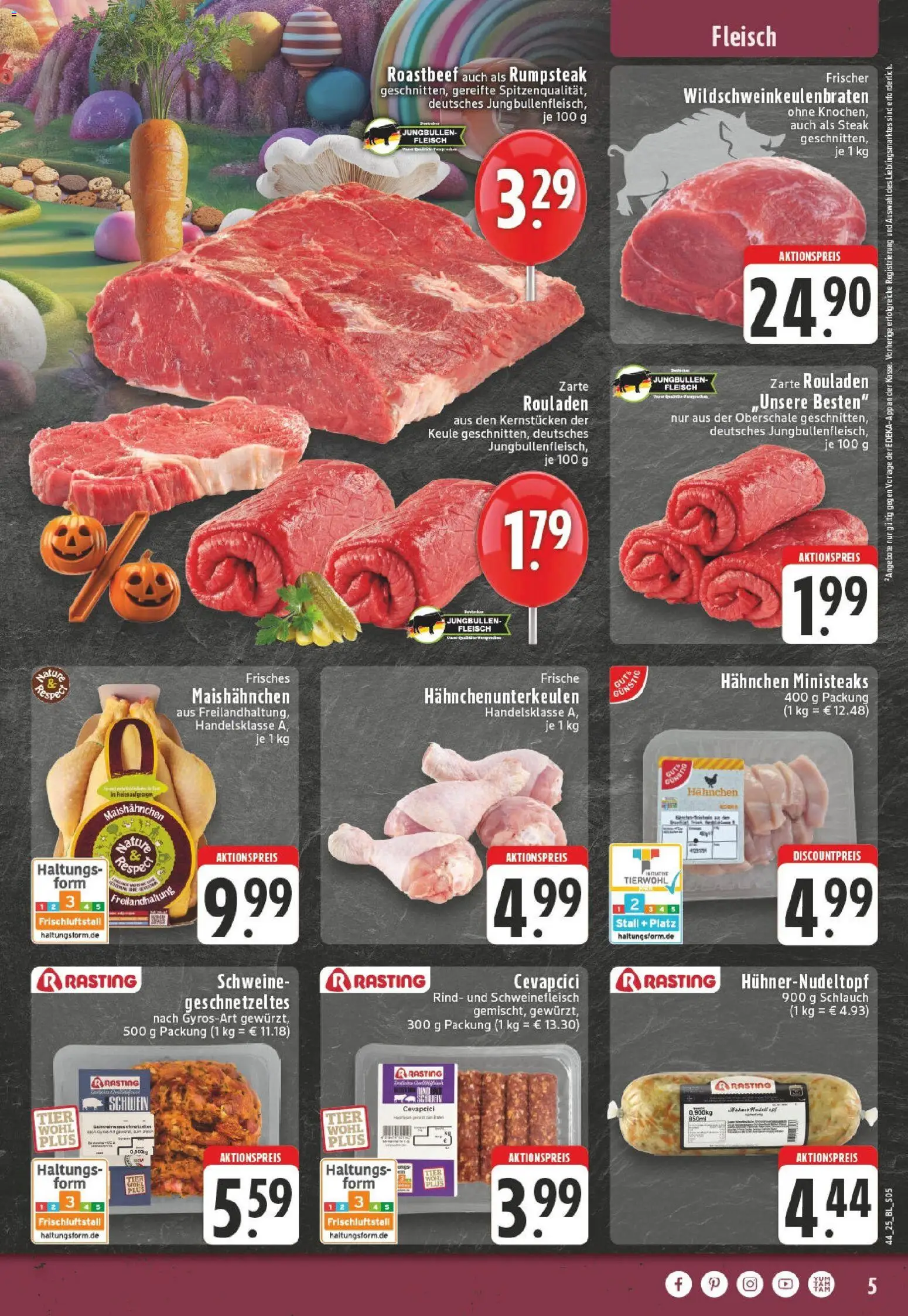 Edeka prospekt Bad Marienberg	 – gültig ab 26.10.2025 | Seite: 5 | Produkte: Cevapcici, Roastbeef, Schweinefleisch, Steak