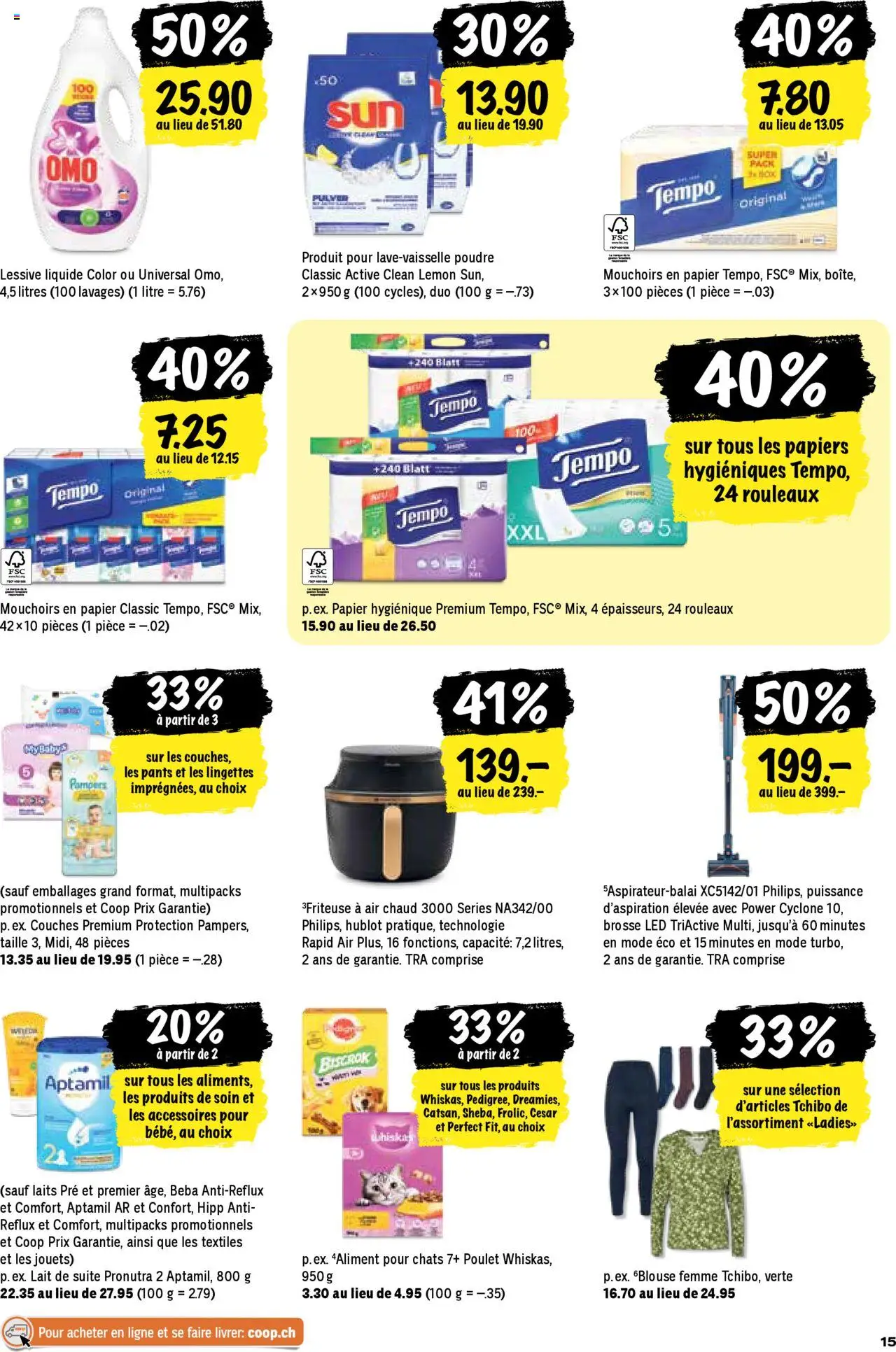 Coop - Les actions de la semaine – gültig ab 09.10.2025 | Seite: 15 | Produkte: Friteuse, Pulver, Pampers, Philips