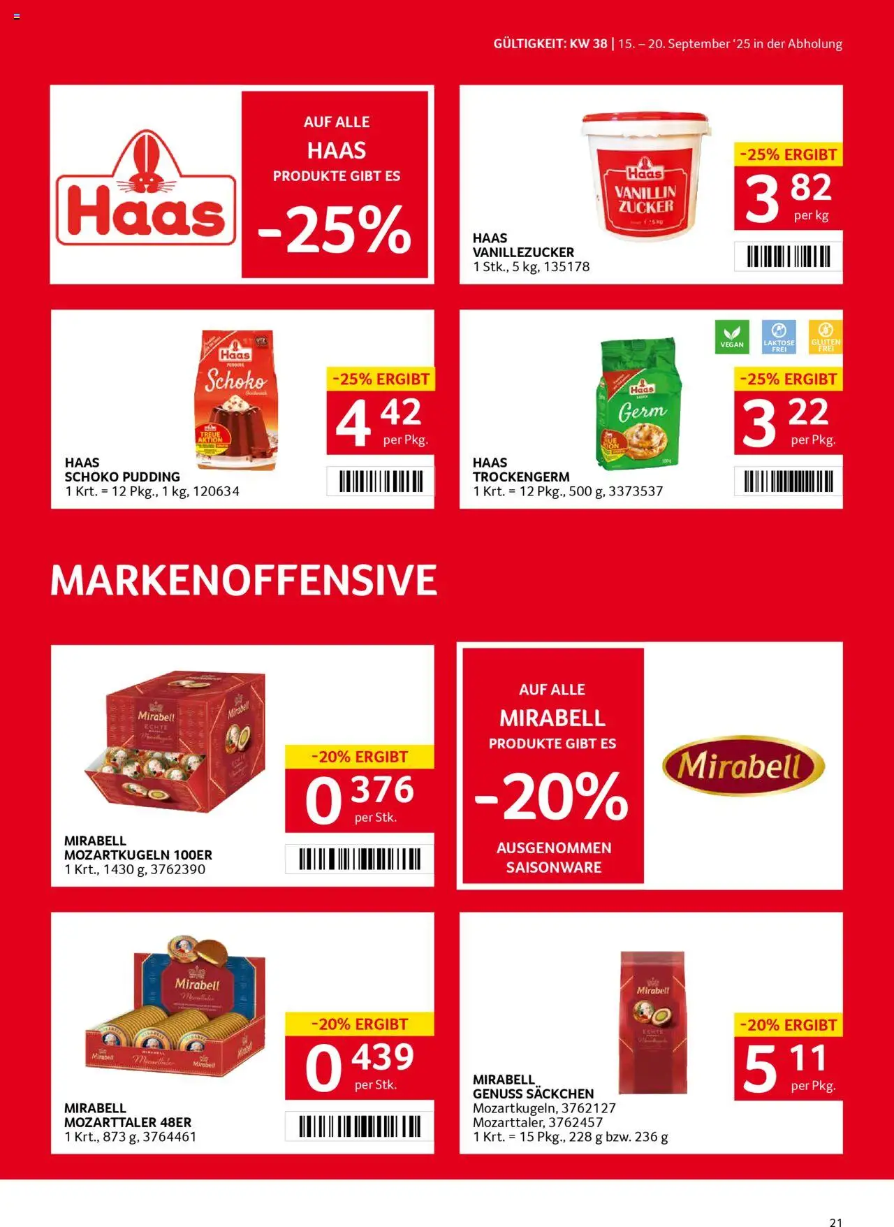 Transgourmet Flugblatt gültig ab 14.09.2025 | Seite: 21 | Produkte: Zucker