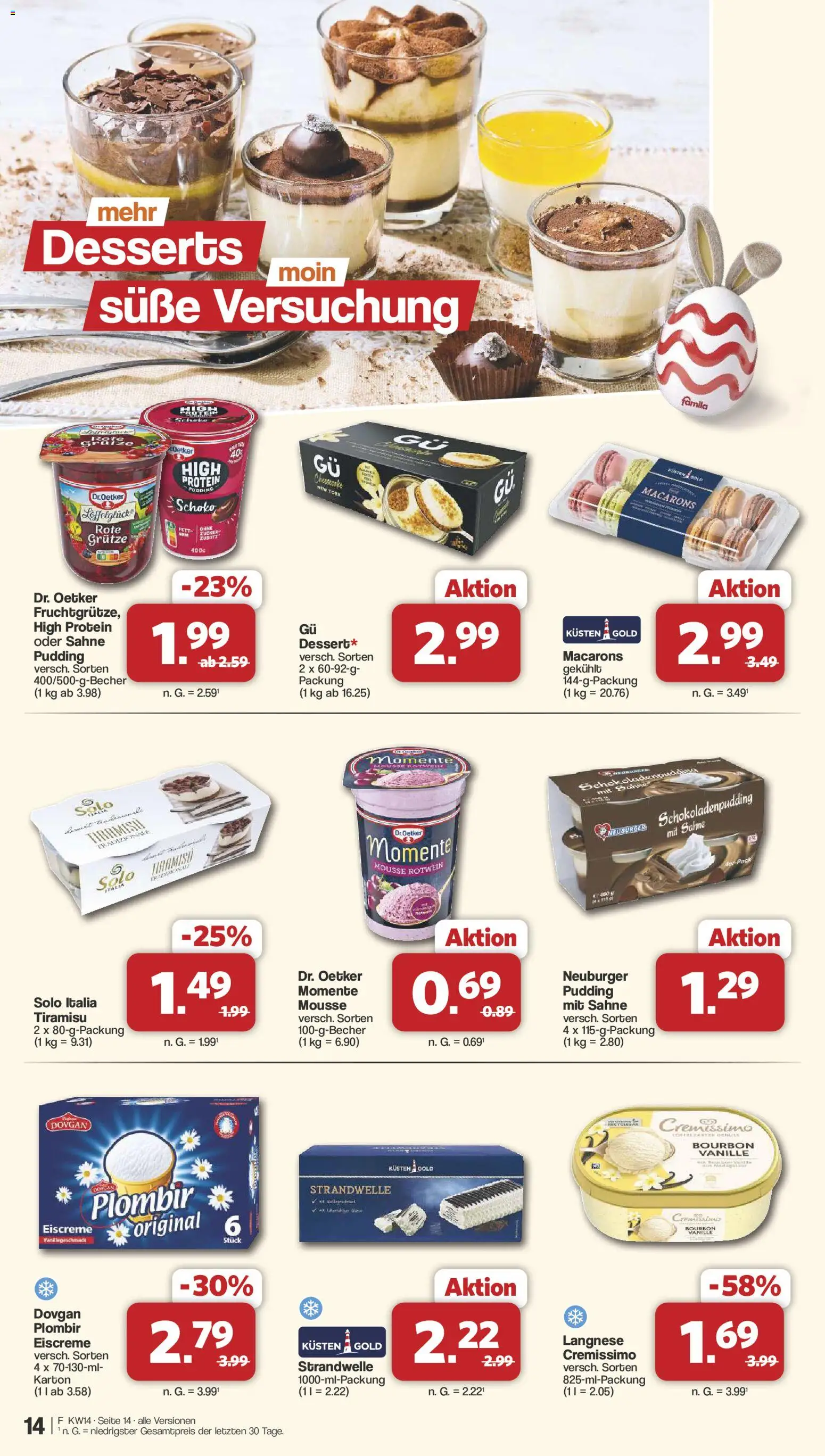 Famila Nordwest Prospekt 	 – gültig ab 30.03.2026 | Seite: 14 | Produkte: Langnese, Rotwein, Pudding, Bourbon