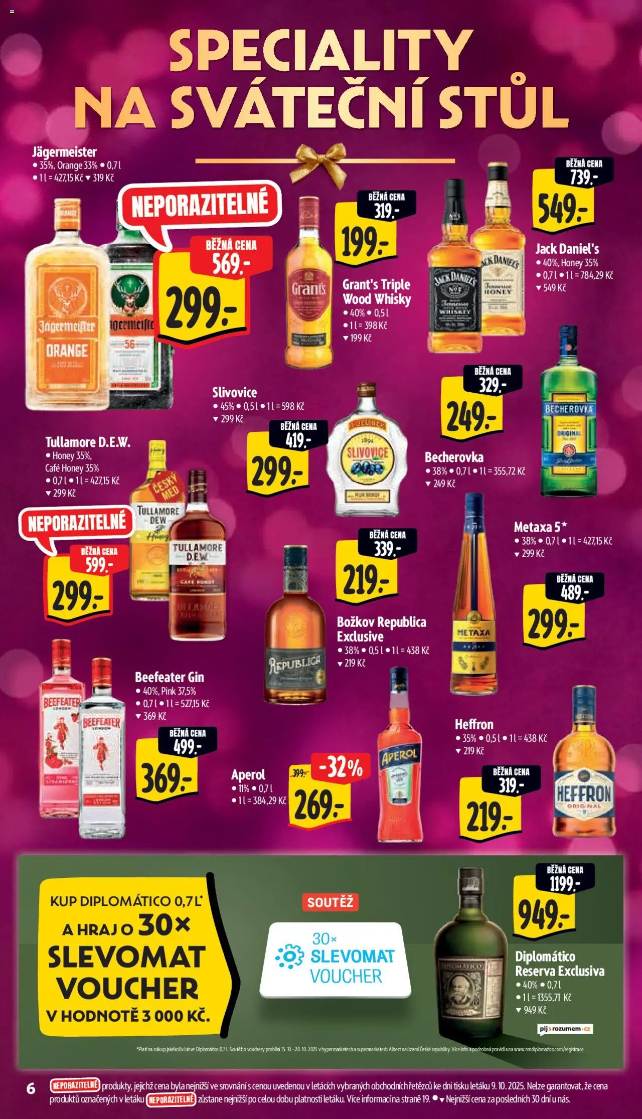 Albert leták - Supermarket od 15.10.2025 | Strana: 13 | Produkty: Božkov Republica, Gin, Metaxa, Republica