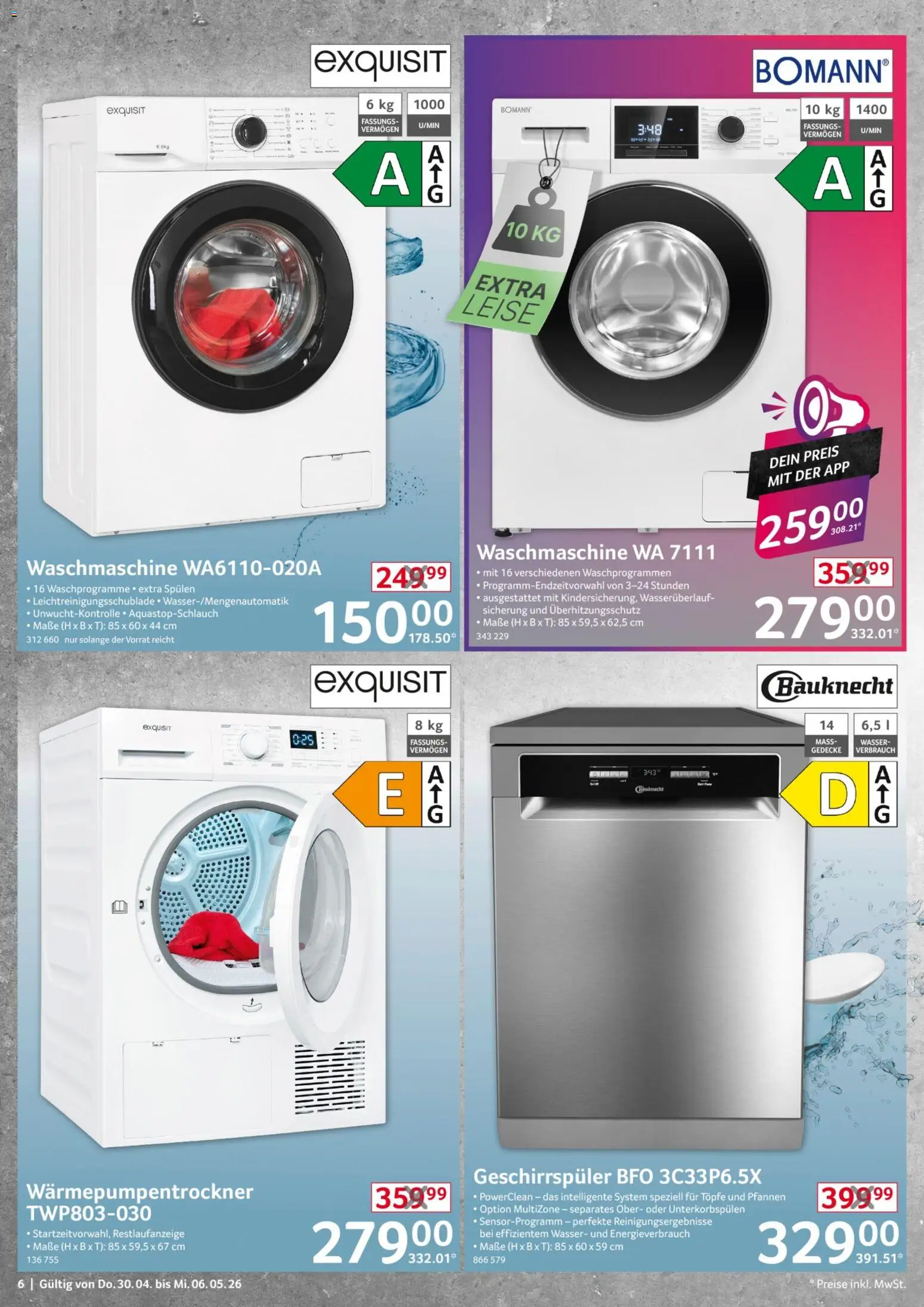 Selgros Nonfood – gültig ab 30.04.2026 | Seite: 6 | Produkte: Geschirrspüler, Waschmaschine, Wasser