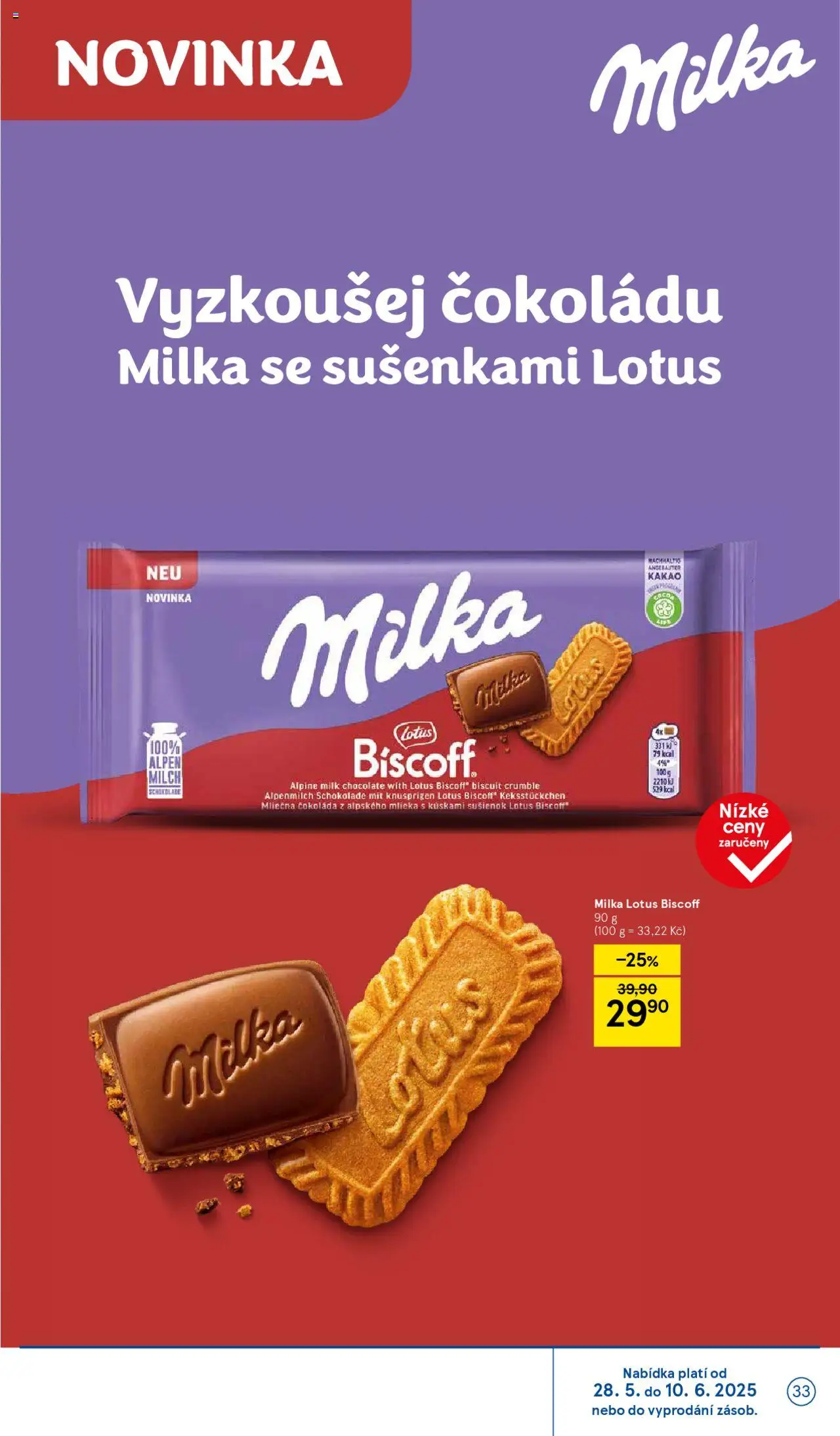 Tesco leták - Hypermarket od 04.06.2025 | Strana: 33 | Produkty: Čokoláda, Milka, Lotus Biscoff, Milk chocolate