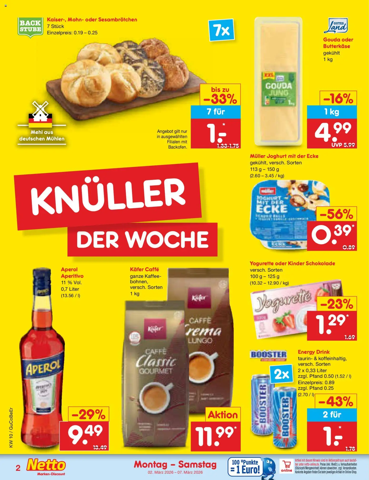 Netto Marken-Discount Prospekt 	 – gültig ab 02.03.2026 | Seite: 2 | Produkte: Joghurt, Schokolade, Gouda, Aperol