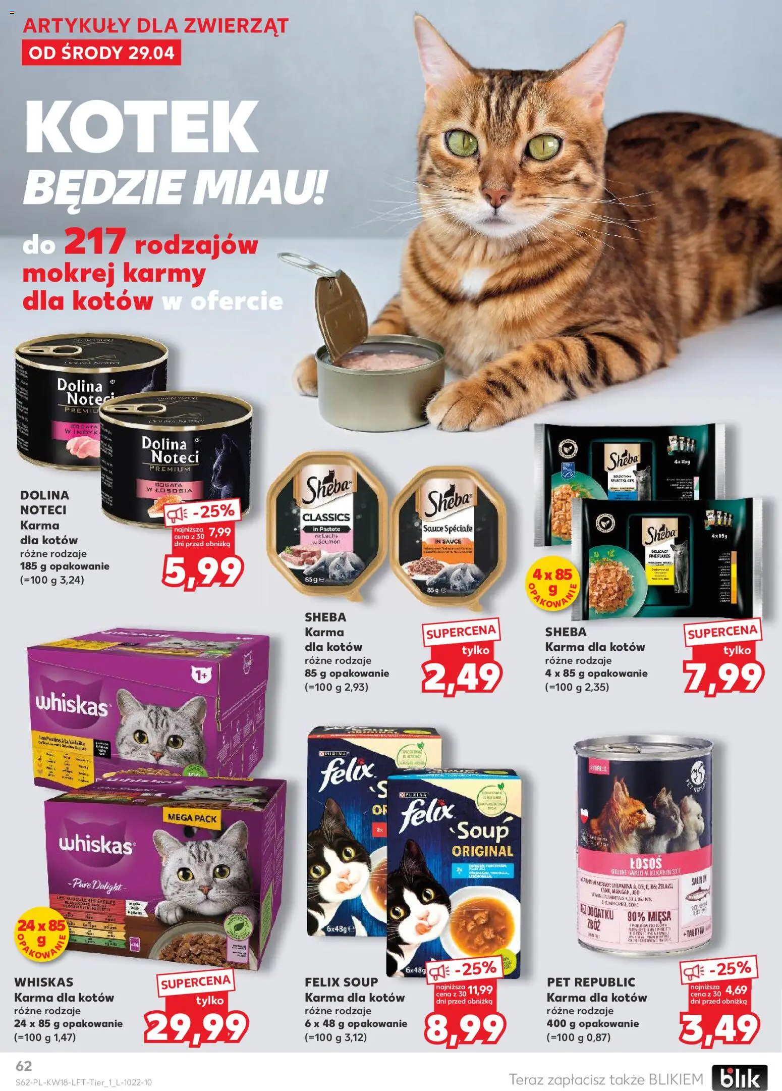 Kaufland Polsko leták od 29.04.2026 | Strana: 62 | Produkty: Felix, Purina, Losos, Sheba