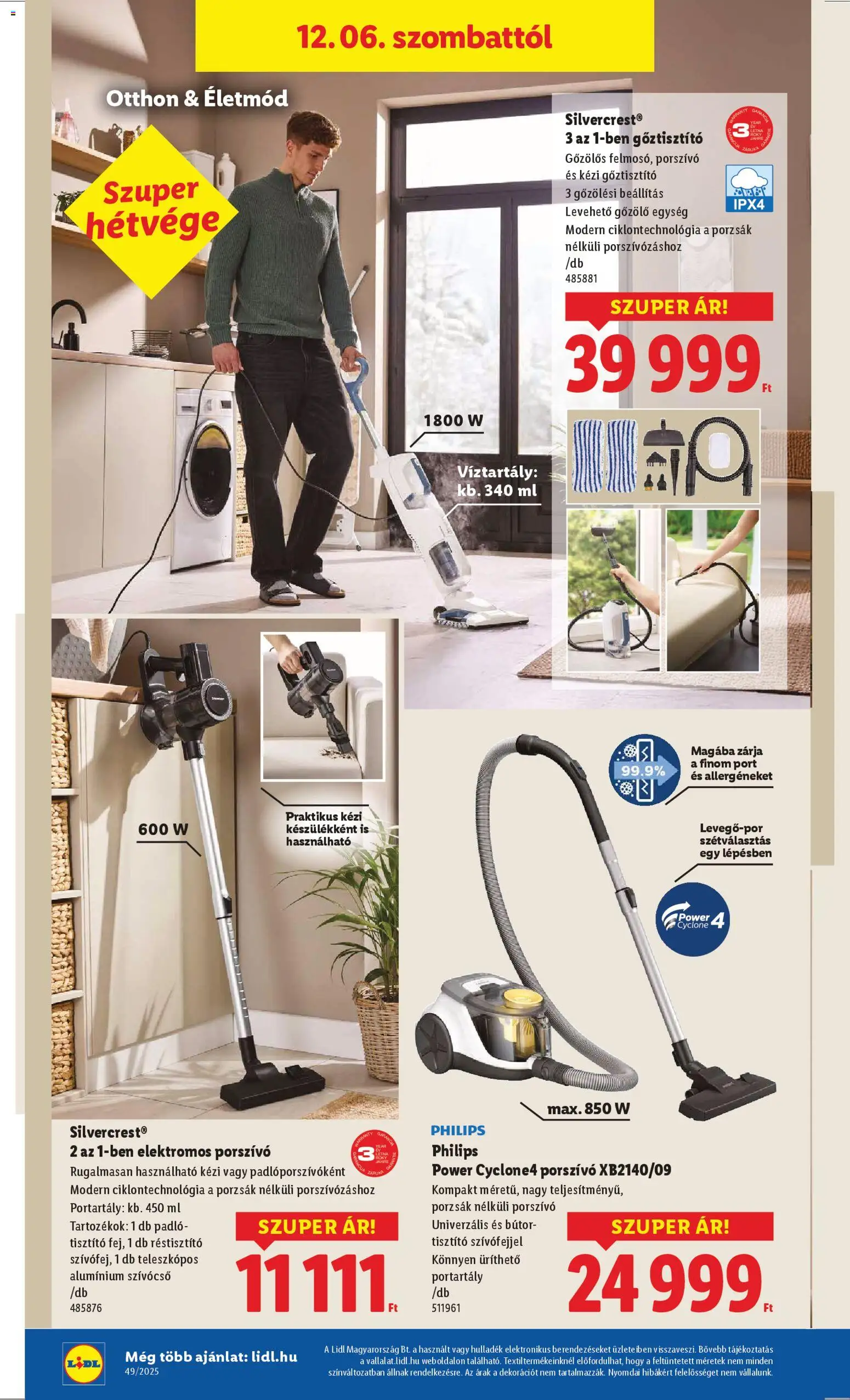 Lidl akciós ujság - amely érvényes a következő dátumtól: 04.12.2025 | Oldal: 2 | Termékek: Porzsák nélküli porszívó, Gőztisztító, Bútor, Kézi gőztisztító