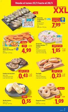 Vista previa Ocean Sea Langostinos crudos, Tamaño grande. 40 / 60 piezas. 1 kg válido desde el 23.03.2026 | Página: 7 | Productos: Pan, Chocolate, Pescado, Peso