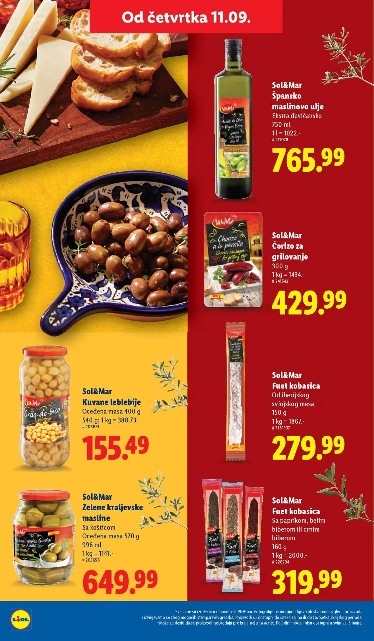 Lidl katalog - važi od 11.09.2025 | Strana: 16 | Proizvode: Leblebije, Ulje, Maslinovo ulje, Kobasica