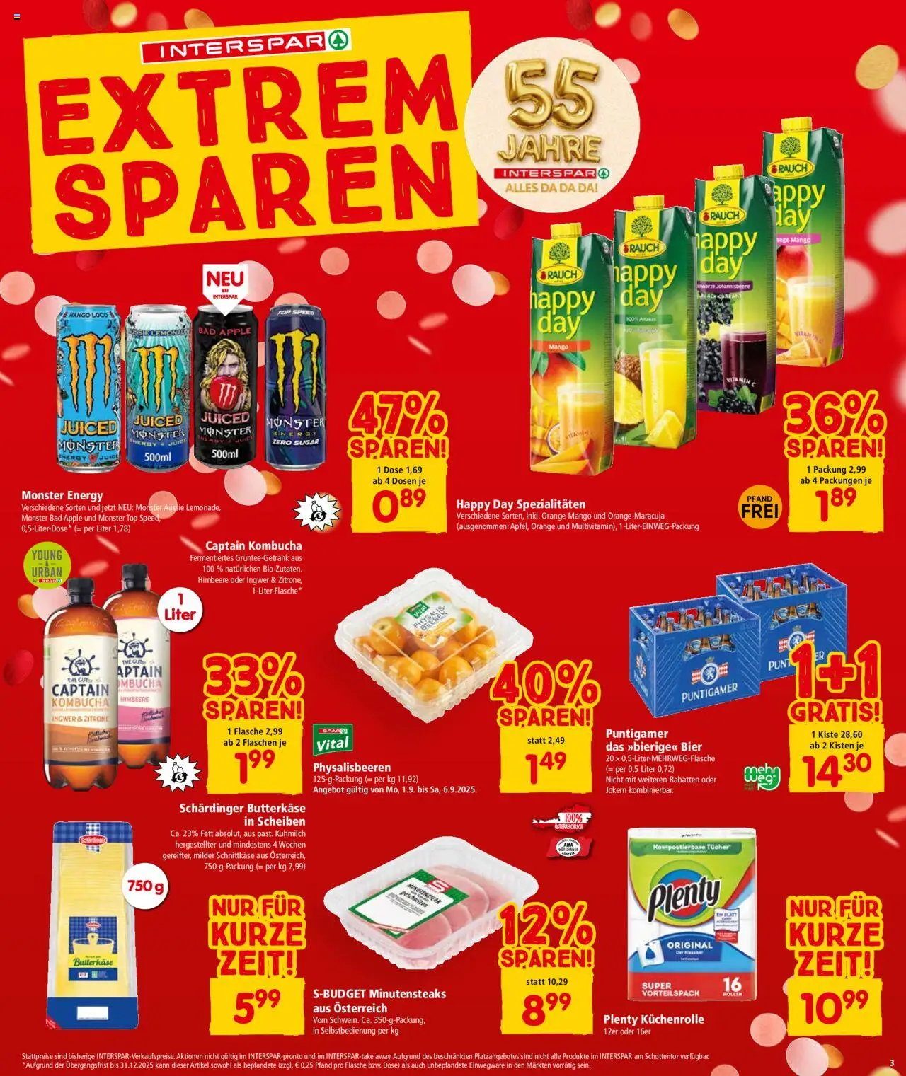 Interspar Flugblatt - Steiermark gültig ab 04.09.2025 | Seite: 3 | Produkte: Mango, Himbeere, Bad, Apple