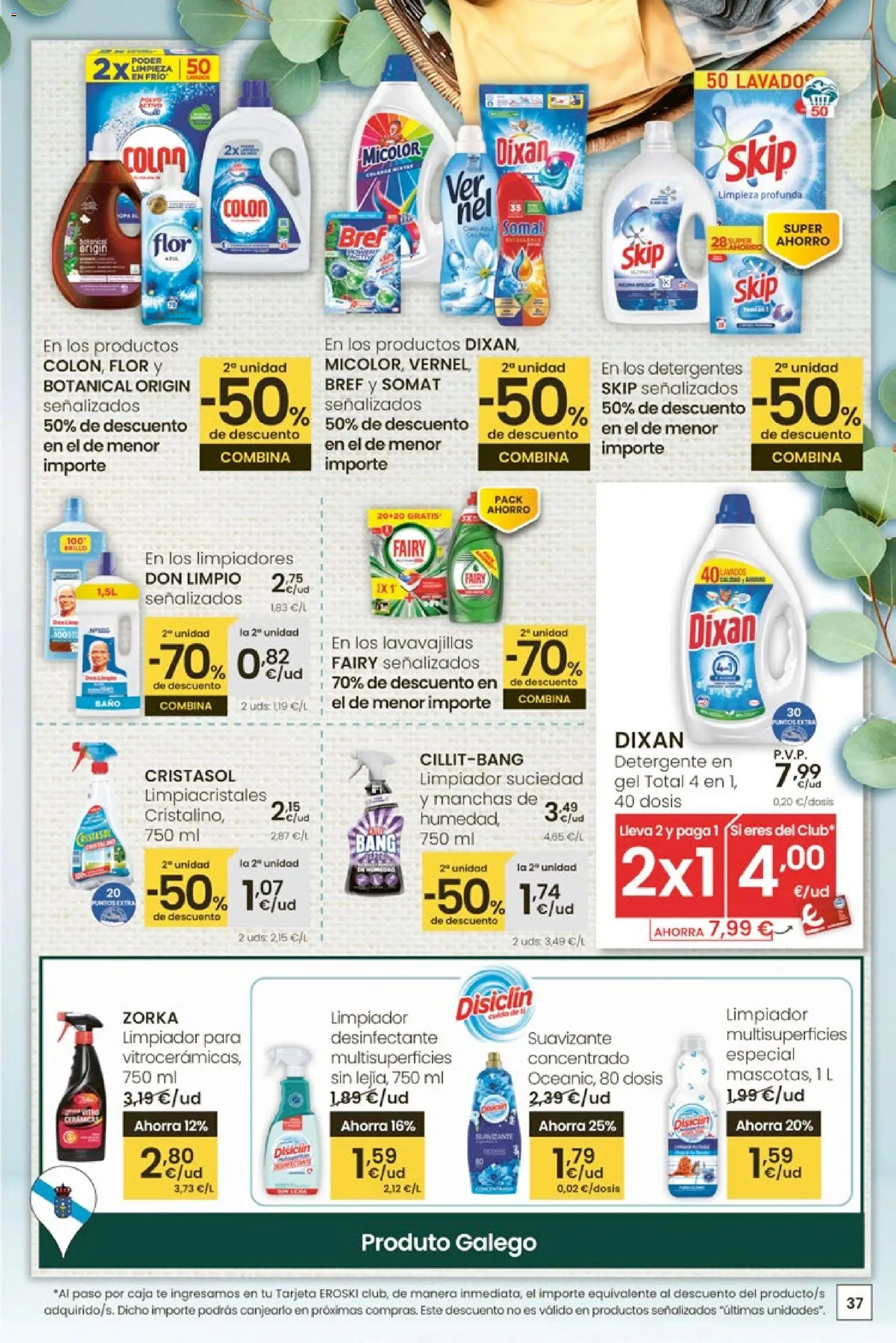 Eroski - Entroido do aforro │ válido desde el 29.01.2026 | Página: 37 | Productos: Limpiacristales, Detergente, Lavavajillas, Caja