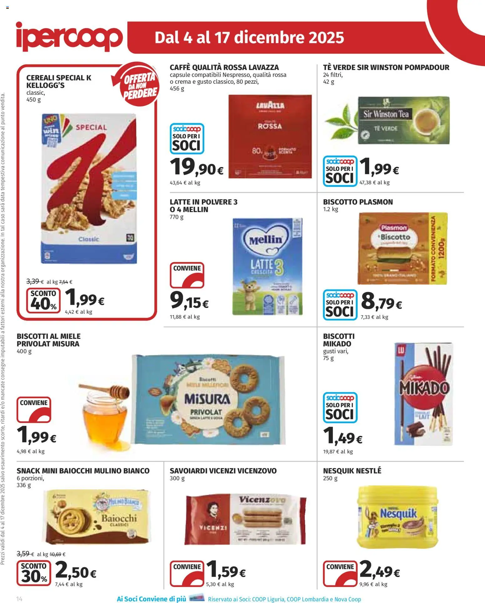Volantino Ipercoop del 04.12.2025 | Pagina: 14 | Prodotti: Crema, Latte, Miele, Savoiardi